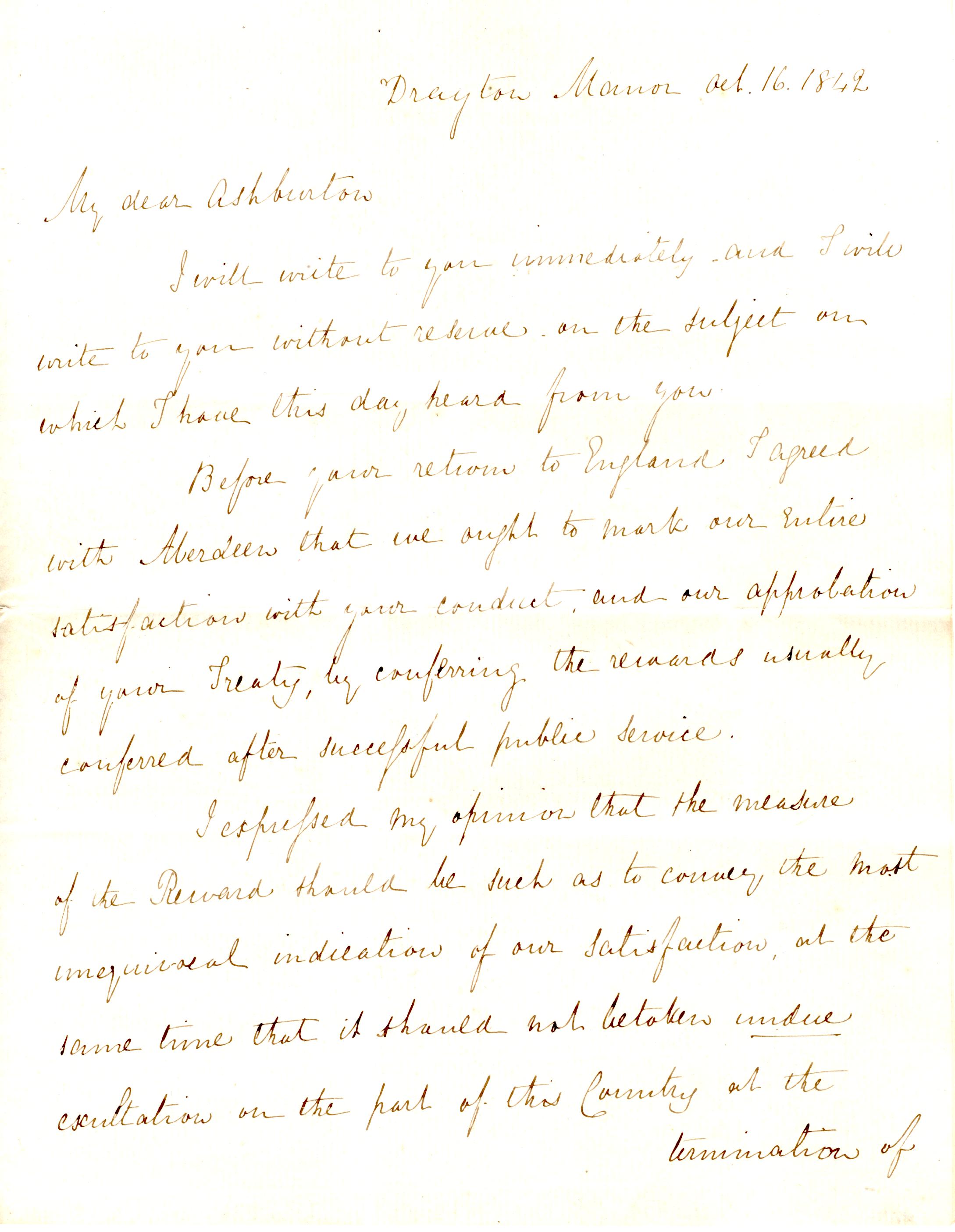 PEEL — Important Autograph Letter Signed to Lord ASHBURTON | Sophie Dupré Autographs