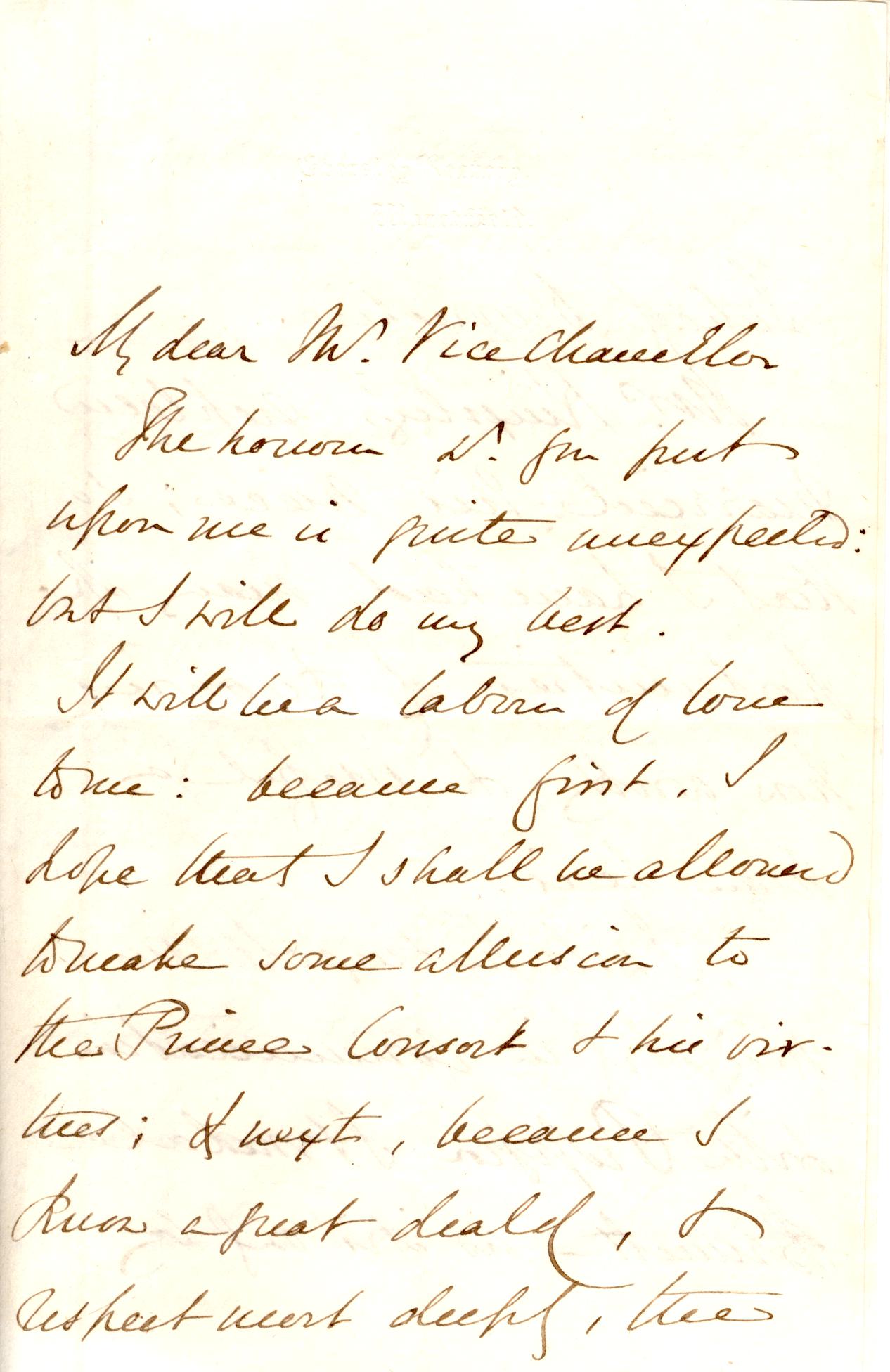 KINGSLEY — Autograph letter signed to 'My dear Mr Vice Chancellor' | Sophie Dupré Autographs