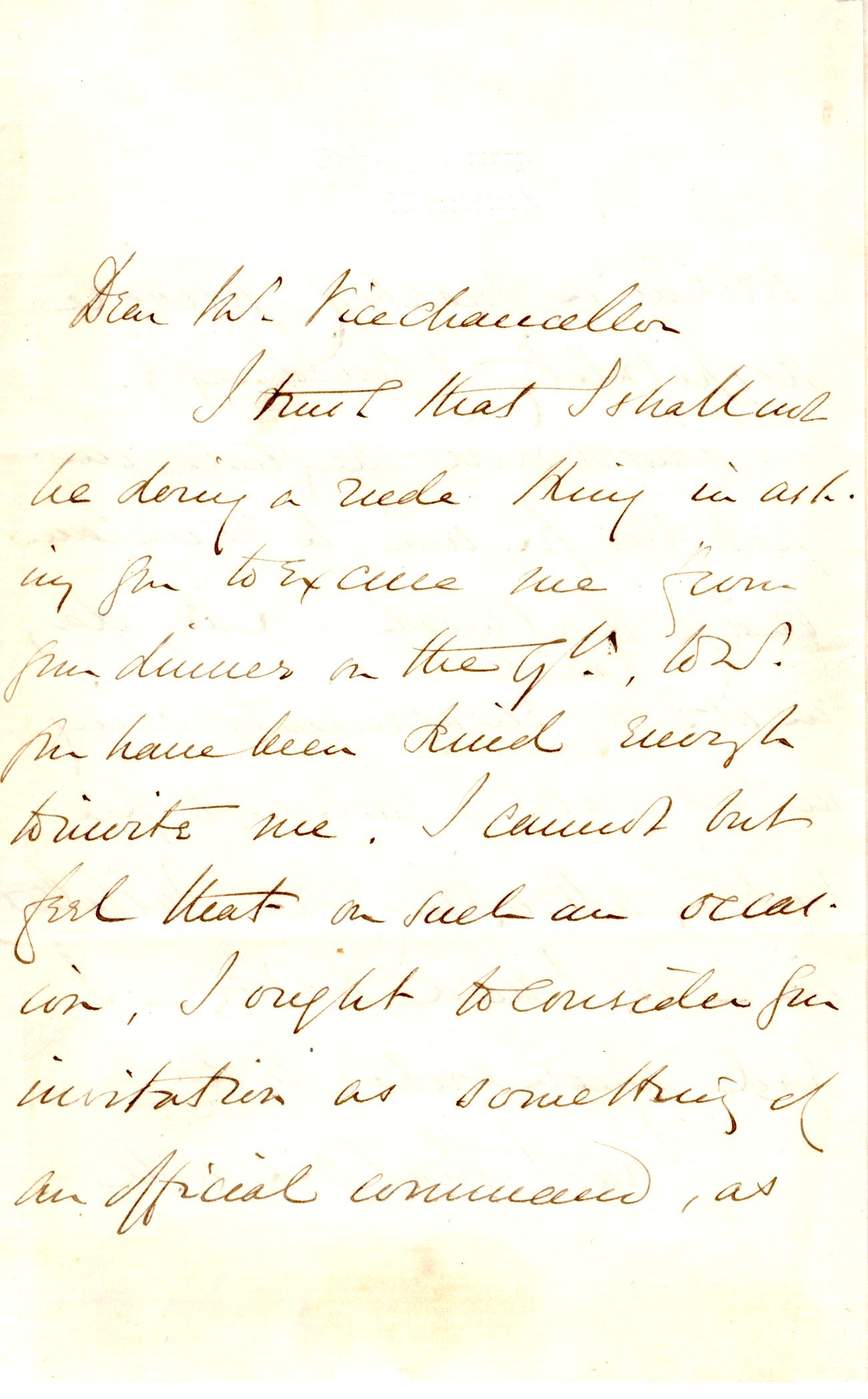 KINGSLEY — Autograph letter signed to 'Dear Mr Vice Chancellor' | Sophie Dupré Autographs