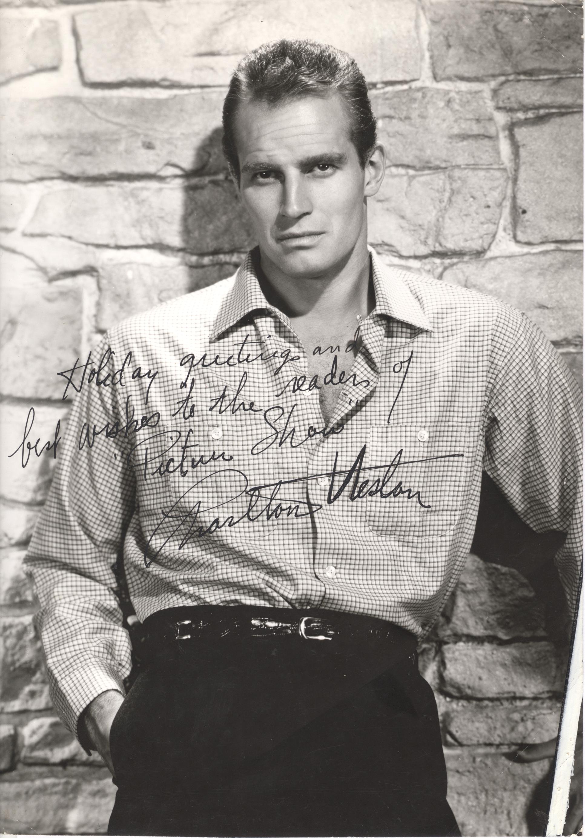 HESTON — Fine vintage Paramount photo with printed signature and inscription | Sophie Dupré Autographs