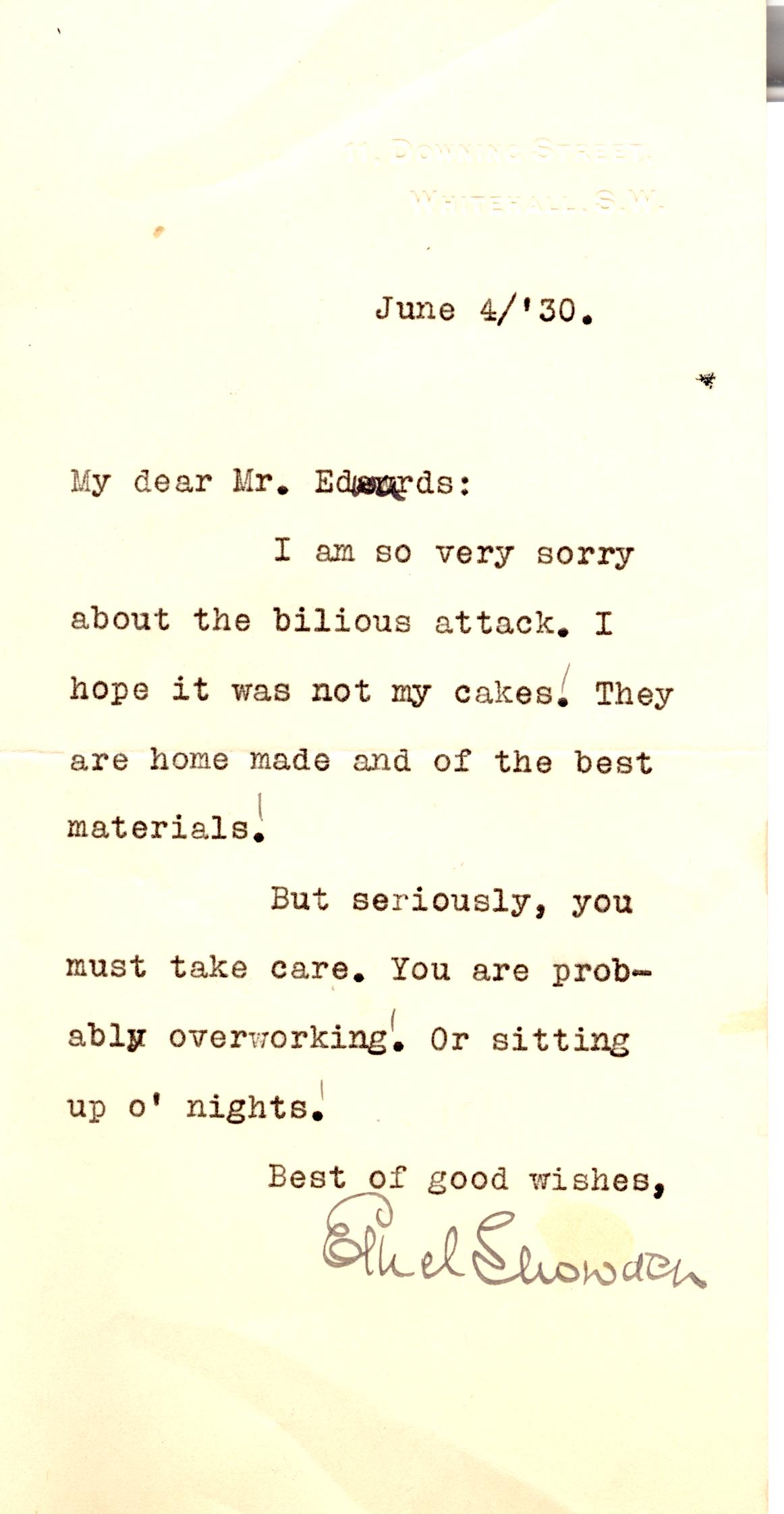 SNOWDEN — Typed Letter signed to Mr Edwards, | Sophie Dupré Autographs