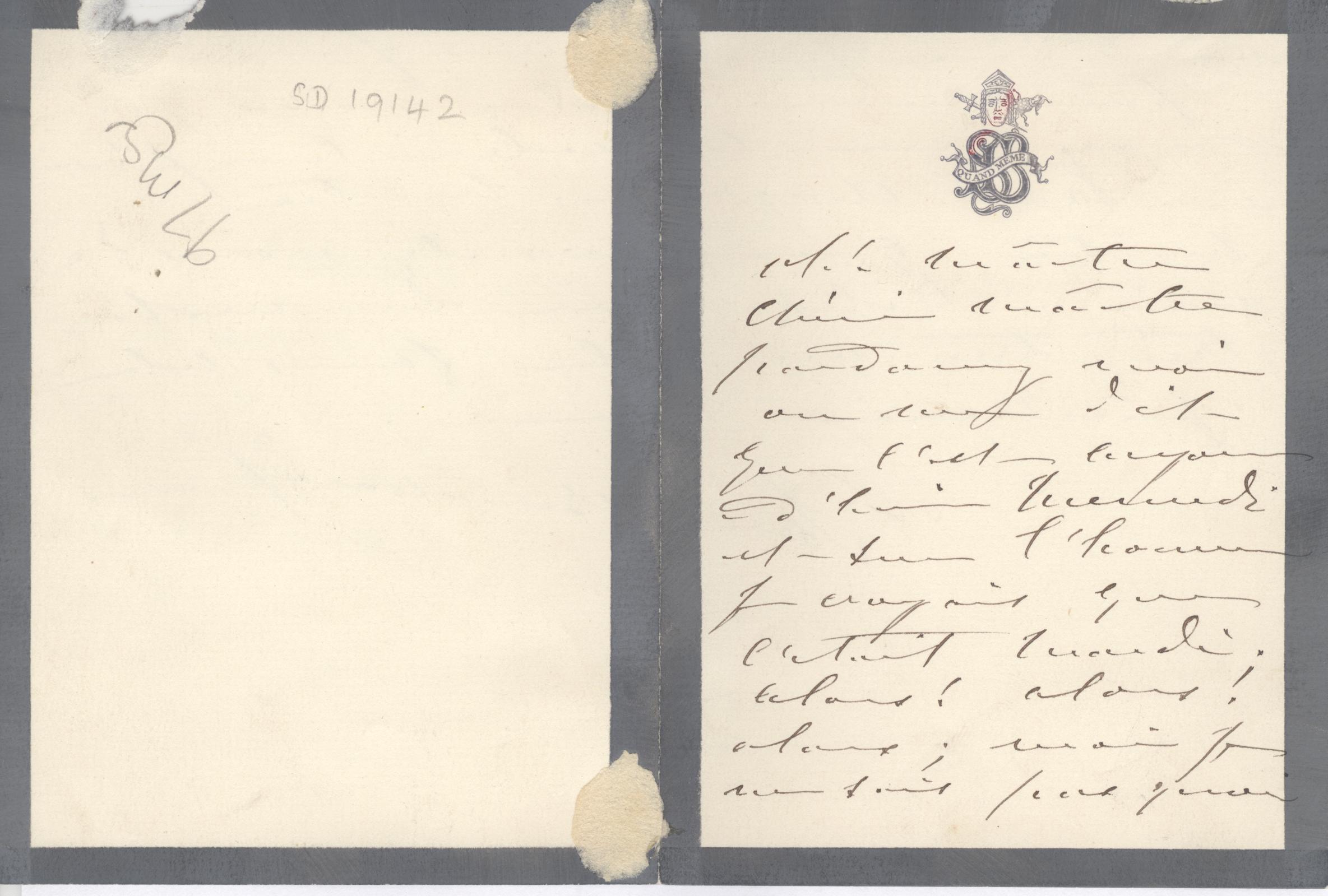 BERNHARDT — Autograph letter signed, in French with translation, to Dear Beloved Master | Sophie Dupré Autographs