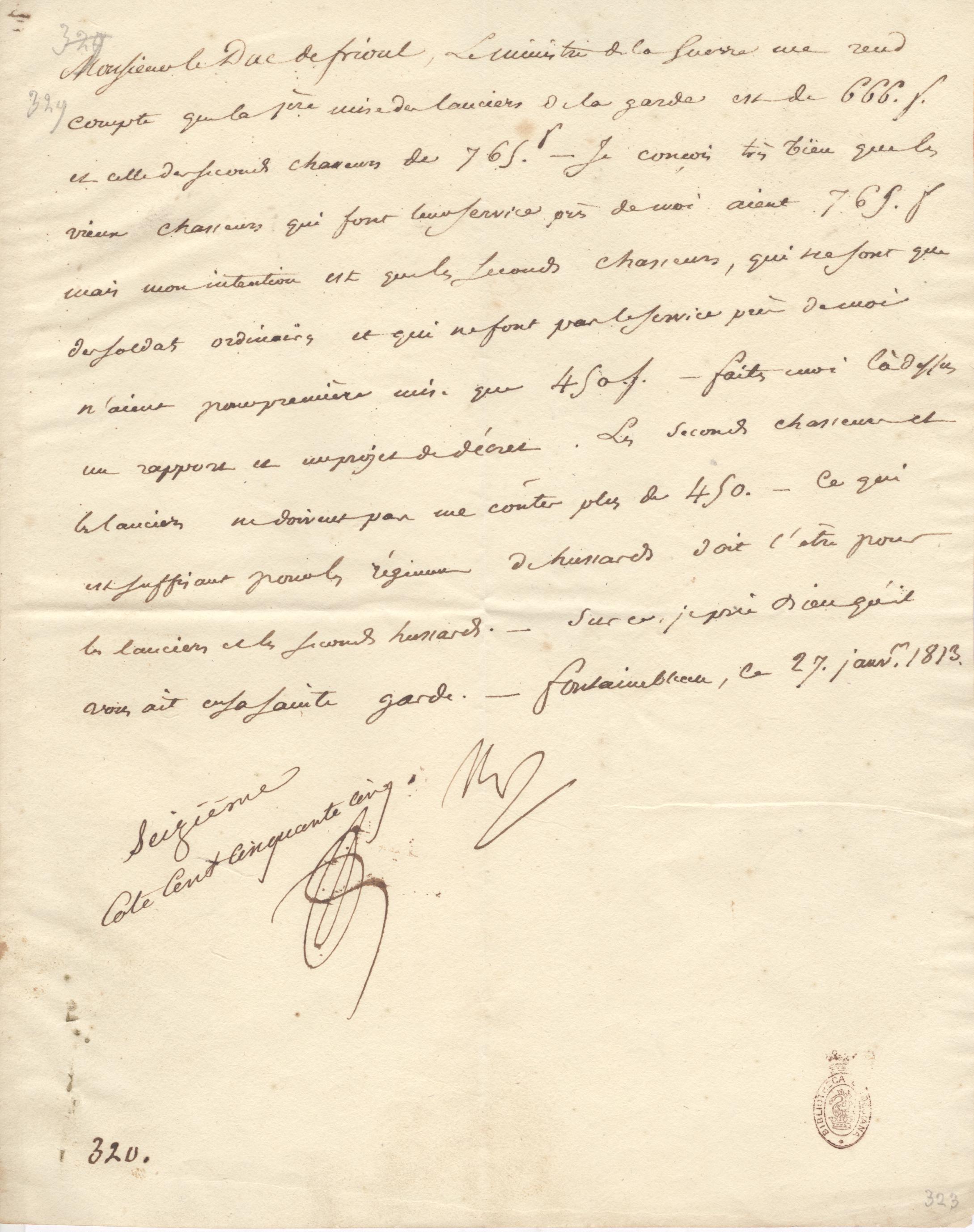 NAPOLEON I — Fine Letter Signed 'Nap[oleon]' in French with translation to the Duc de FRIOUL | Sophie Dupré Autographs