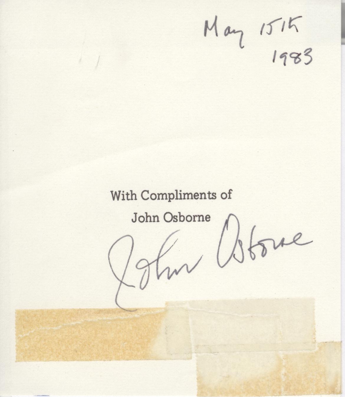 OSBORNE — Fine signature and date | Sophie Dupré Autographs