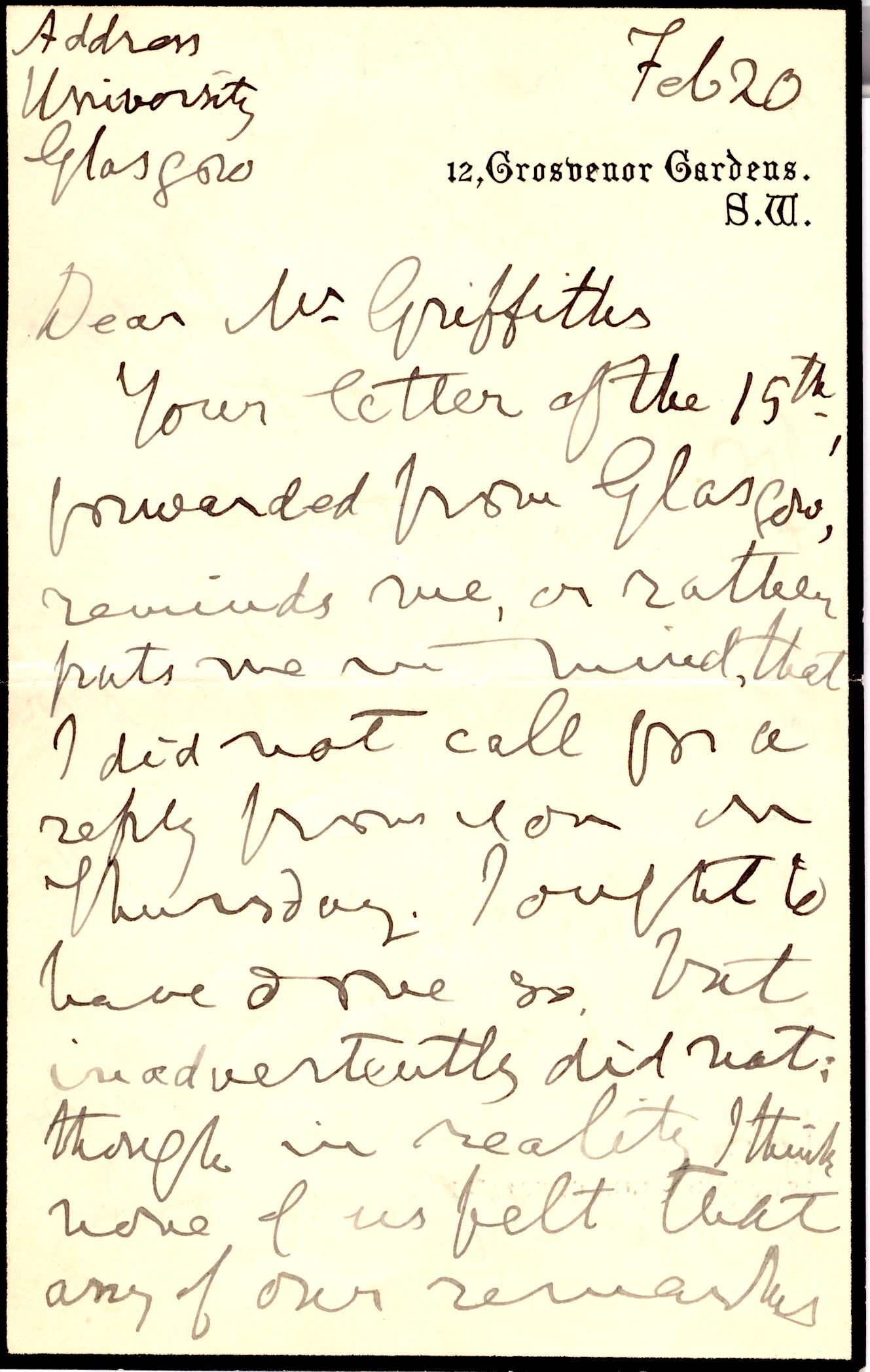 KELVIN — Fine Autograph Letter Signed to Mr Griffiths, | Sophie Dupré Autographs