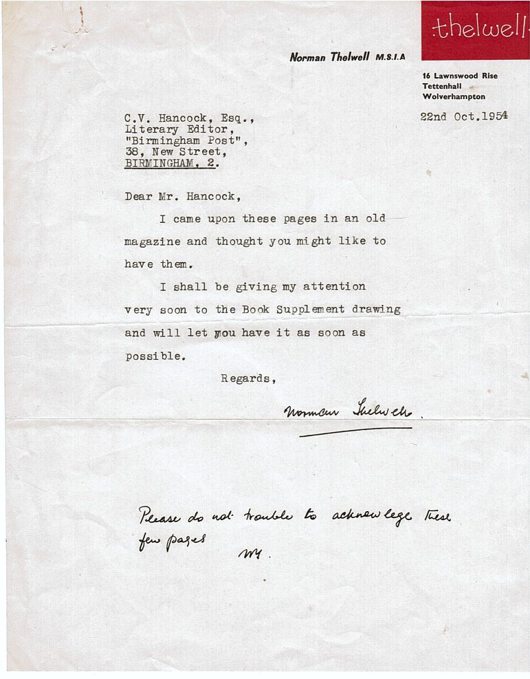 THELWELL — Typed Letter Signed with autograph postscript signed with initials to Mr Hancock, | Sophie Dupré Autographs