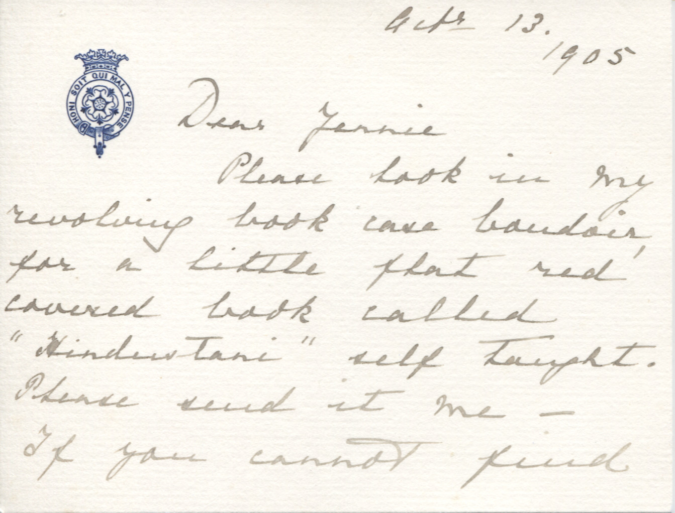 MARY — Autograph Postcard Signed with initials 'V.M.' to Dear Jonnie, | Sophie Dupré Autographs