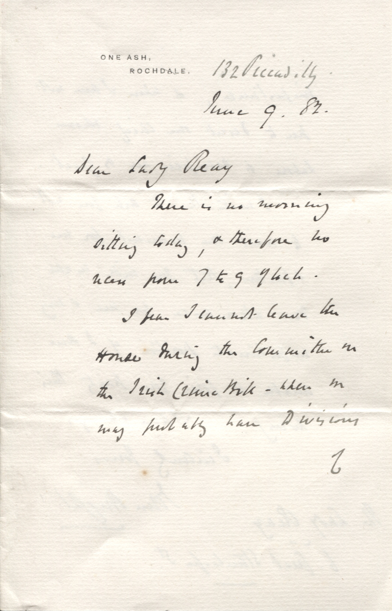 BRIGHT — Autograph Letter Signed 'John Bright' to Lady Reay | Sophie Dupré Autographs