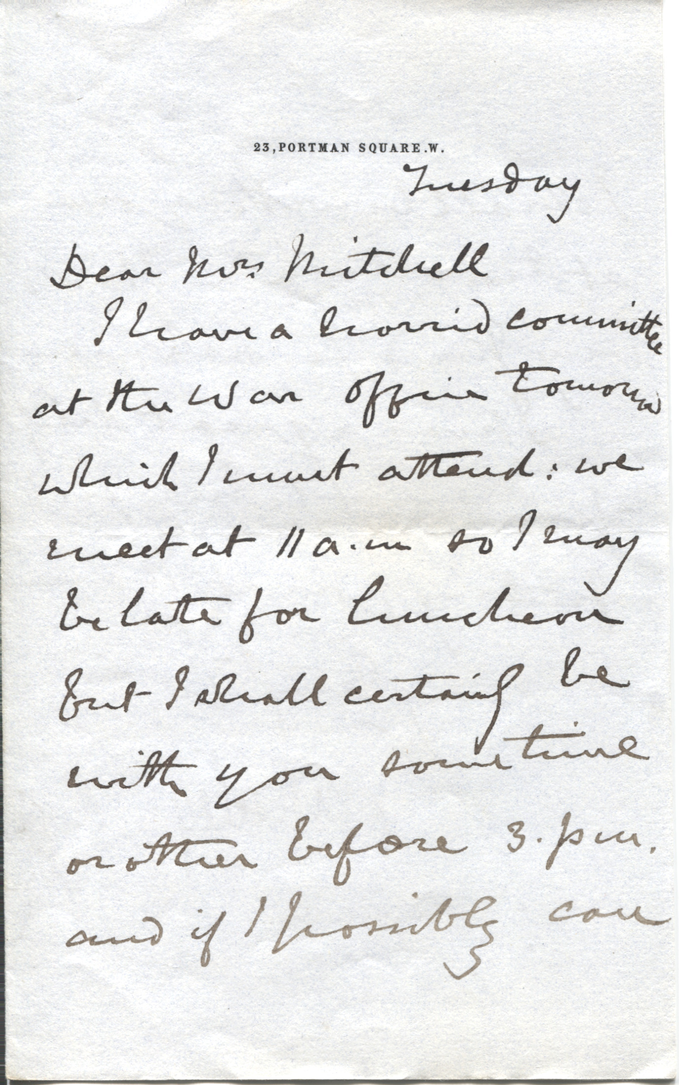 WOLSELEY — Autograph Letter Signed to Mrs Mitchell | Sophie Dupré Autographs