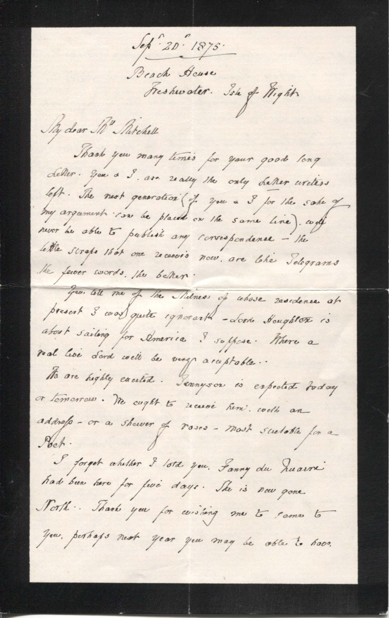 PROCTER — Autograph Letter Signed to Mrs Mitchell | Sophie Dupré Autographs