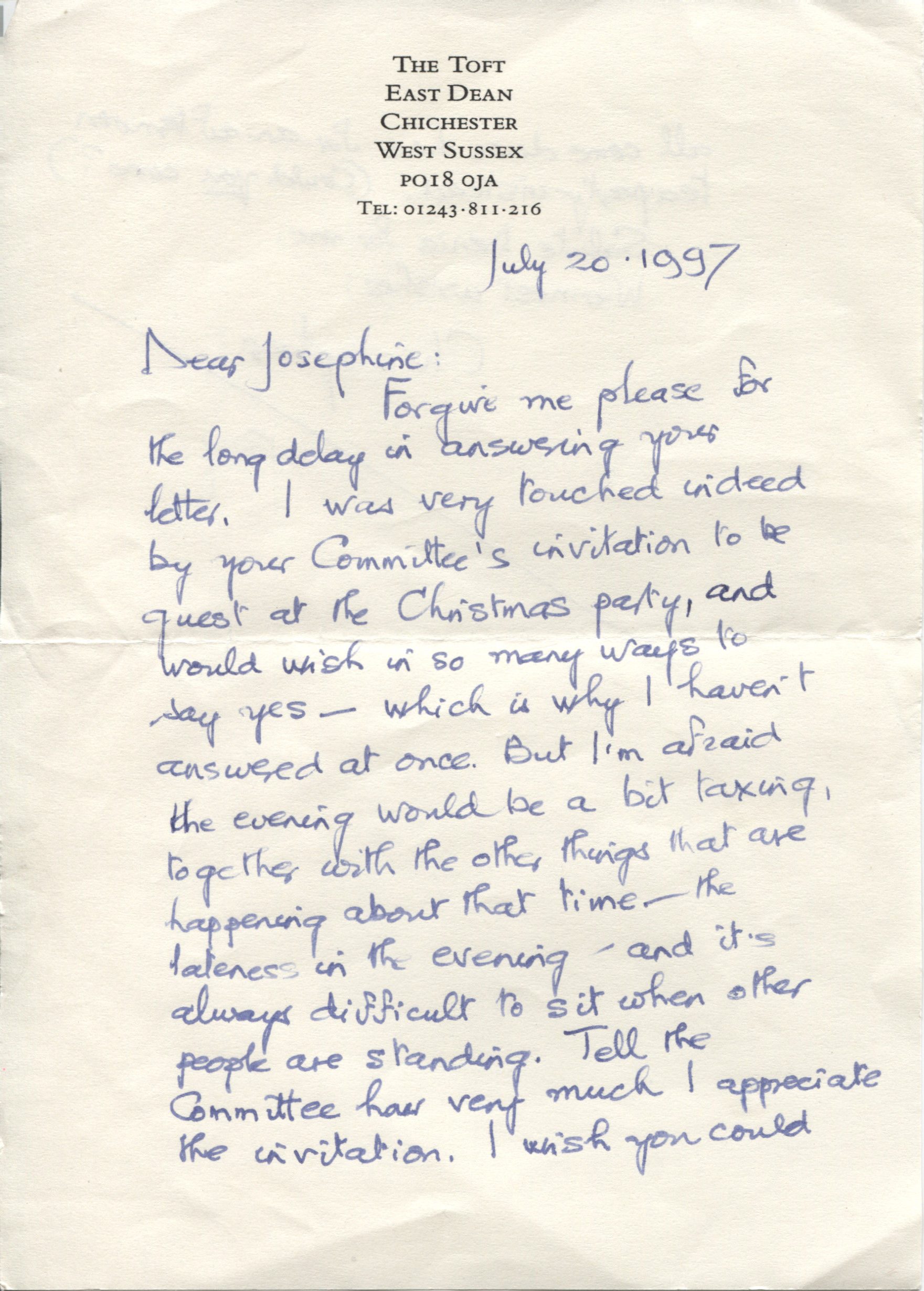 FRY — Fine Autograph Letter Signed to Josephine PULLEIN-THOMPSON | Sophie Dupré Autographs