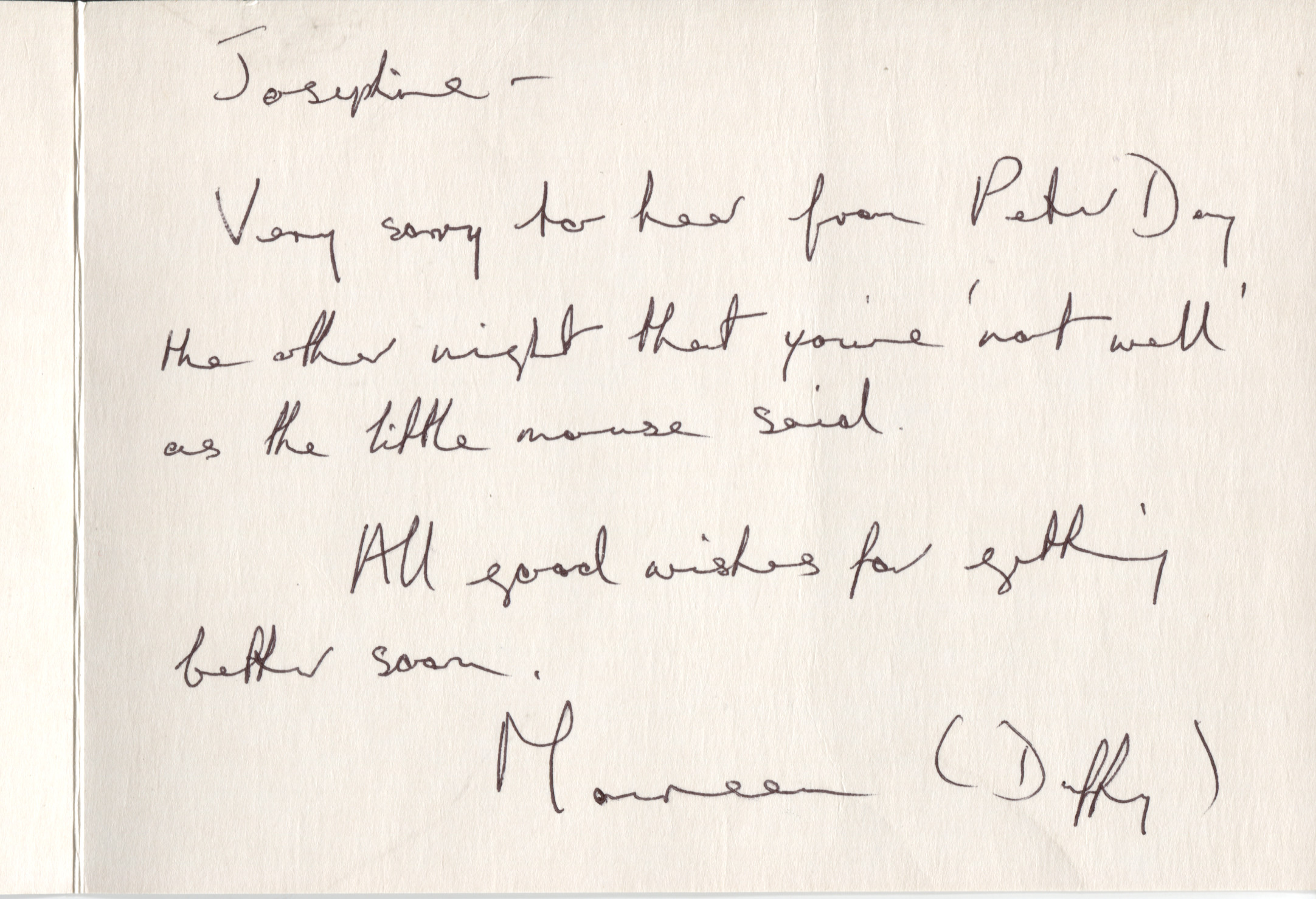 DUFFY — Autograph Card Signed to Josephine PULLEIN-THOMPSON | Sophie Dupré Autographs