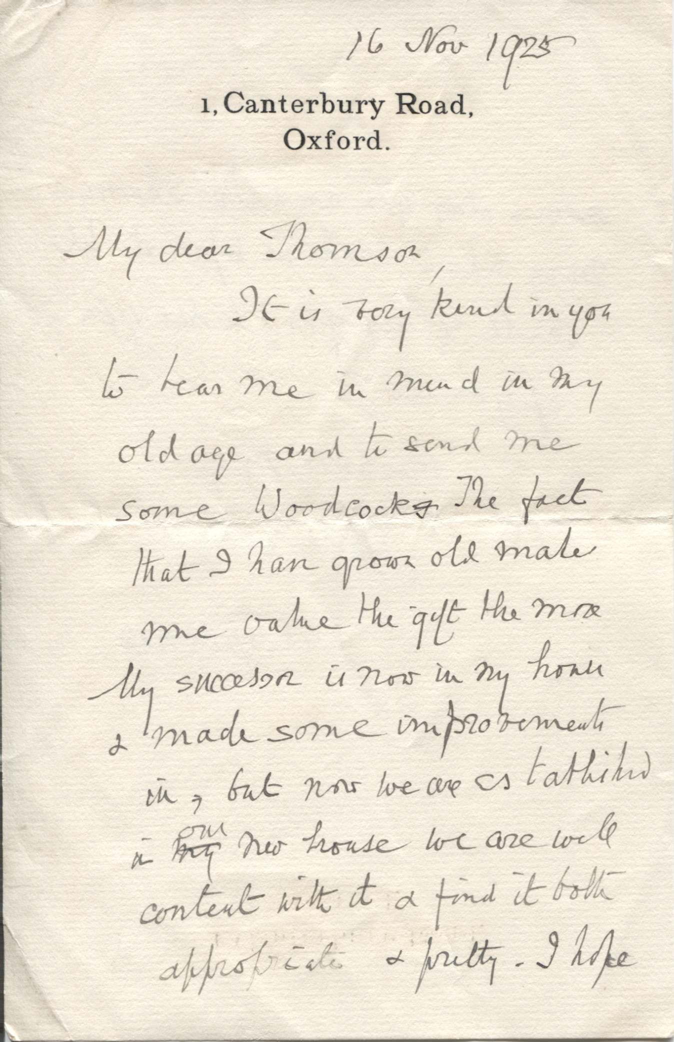 SPOONER — Autograph Letter Signed to 'My dear Thomson' | Sophie Dupré Autographs