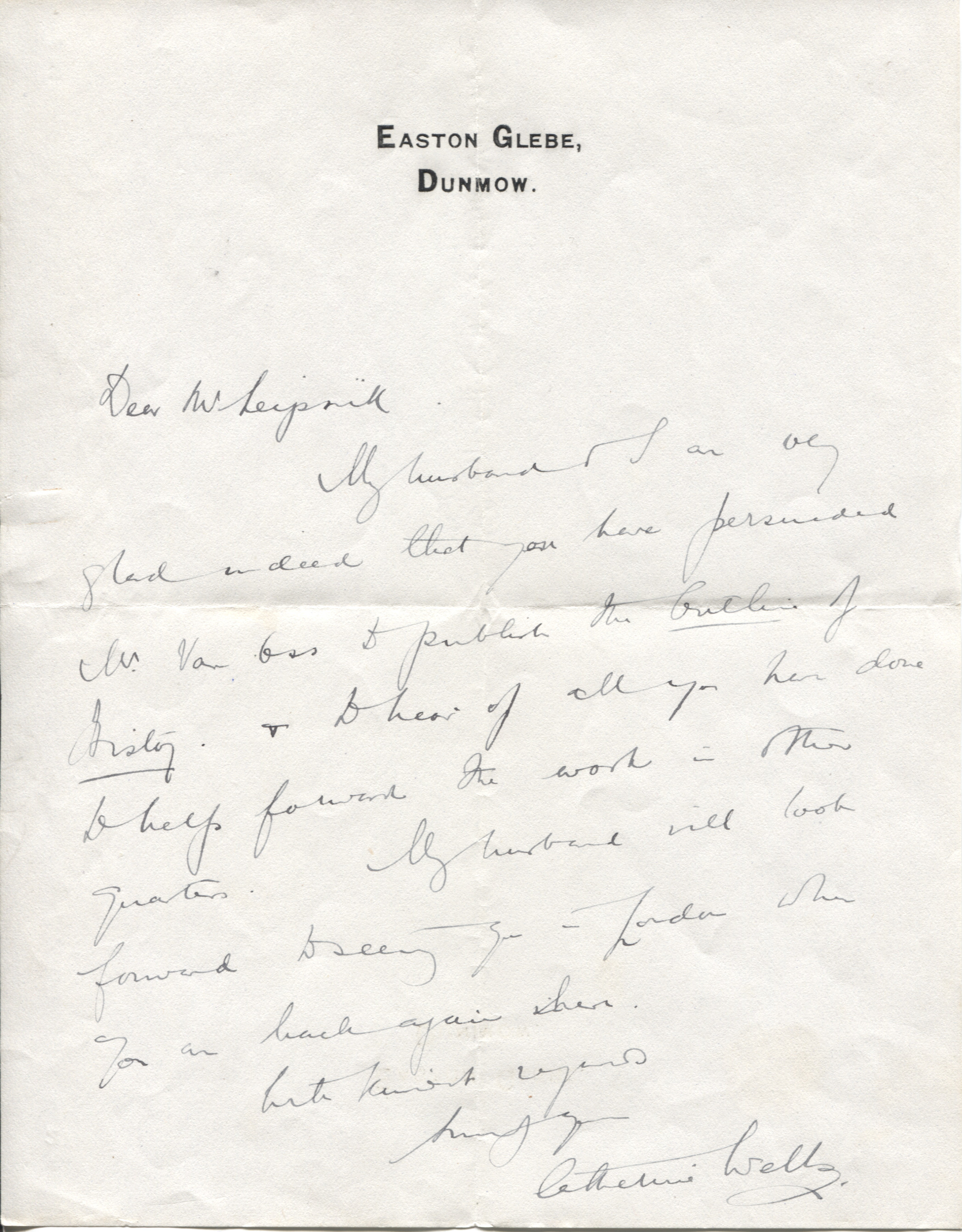 WELLS — Autograph Letter Signed to Ferdinand LEIPNIK | Sophie Dupré Autographs