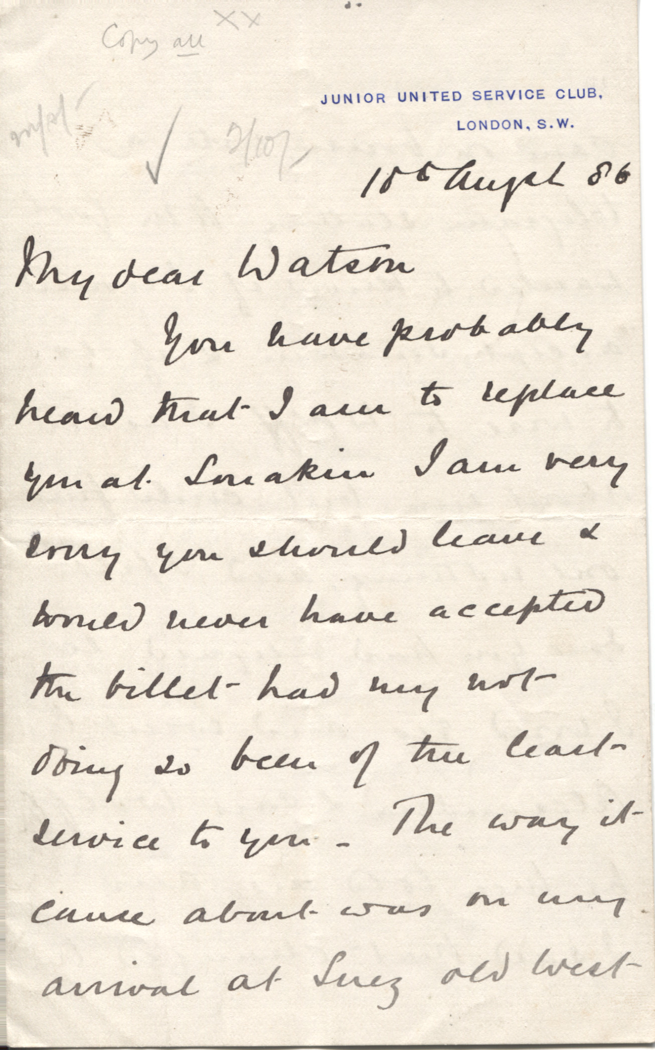 KITCHENER — Fine Autograph Letter Signed H.H. Kitchener to My dear WATSON | Sophie Dupré Autographs