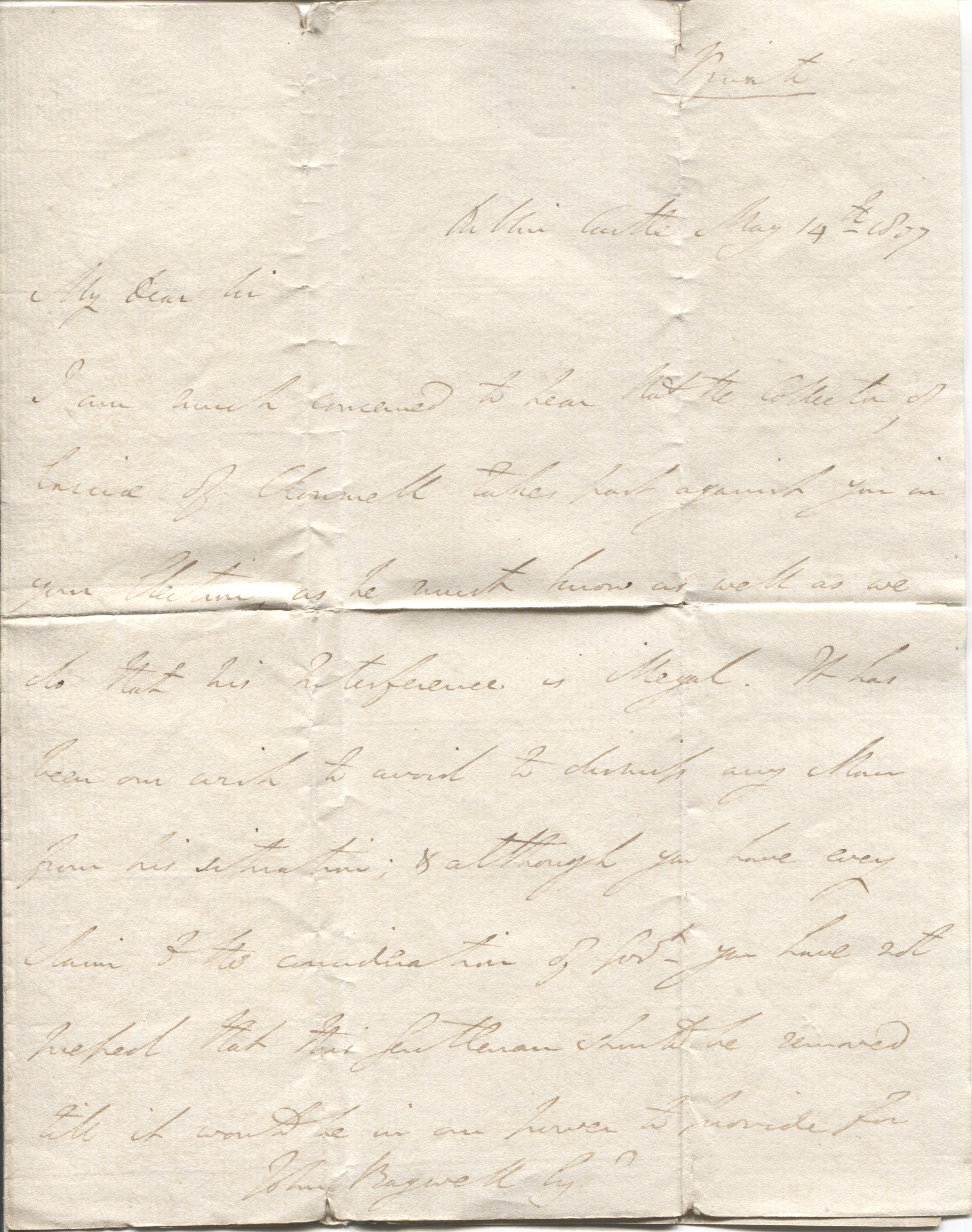 WELLINGTON — Fine early Autograph Letter marked Private, Signed 'Arthur Wellesley' to John BAGWELL | Sophie Dupré Autographs