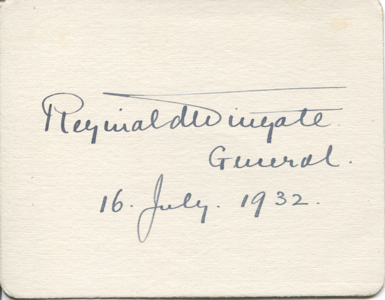 WINGATE — Fine Signature and General with the date | Sophie Dupré Autographs