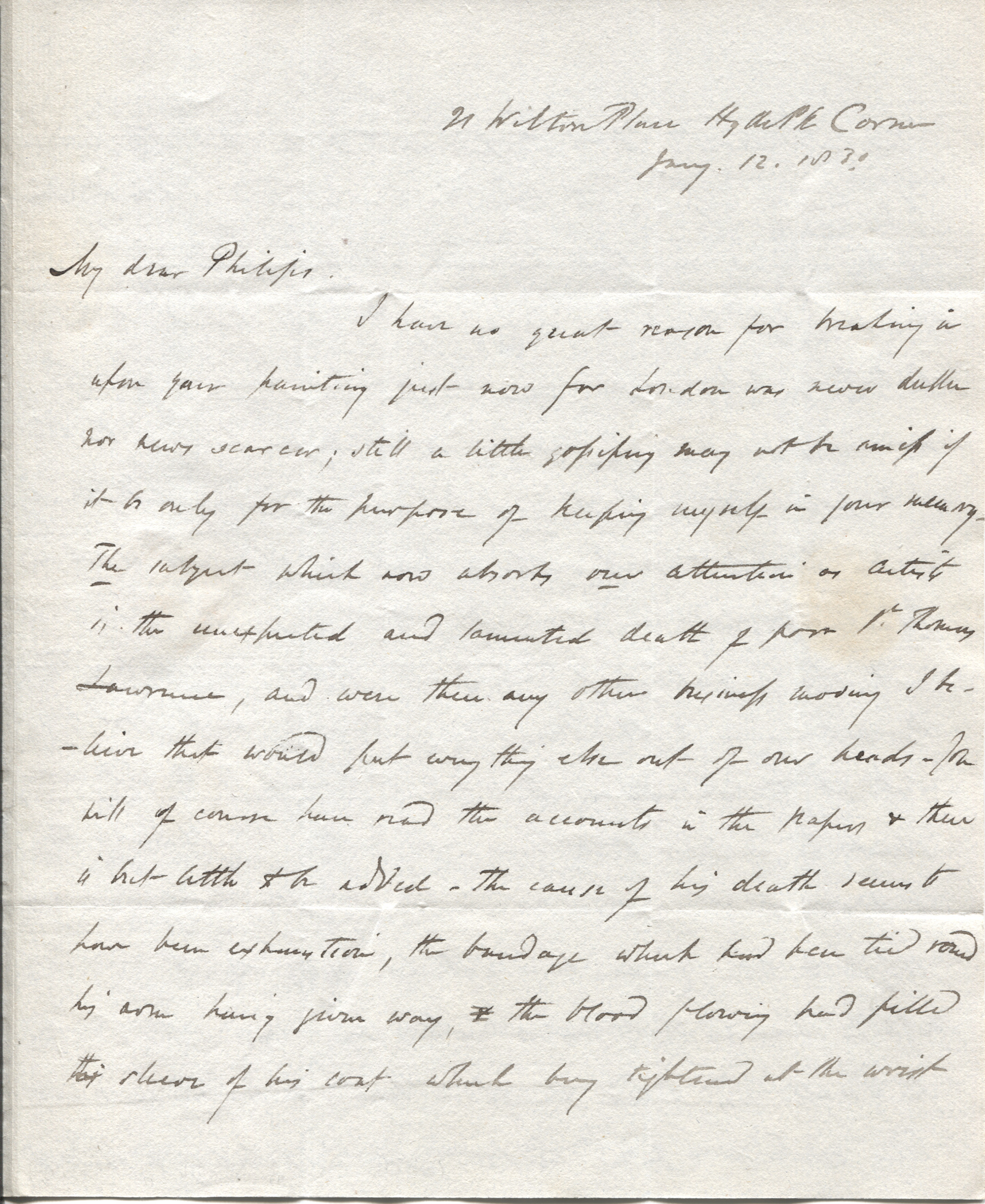 WESTMACOTT — Excellent Long Autograph Letter Signed with initials to Nathaniel George PHILIPS | Sophie Dupré Autographs