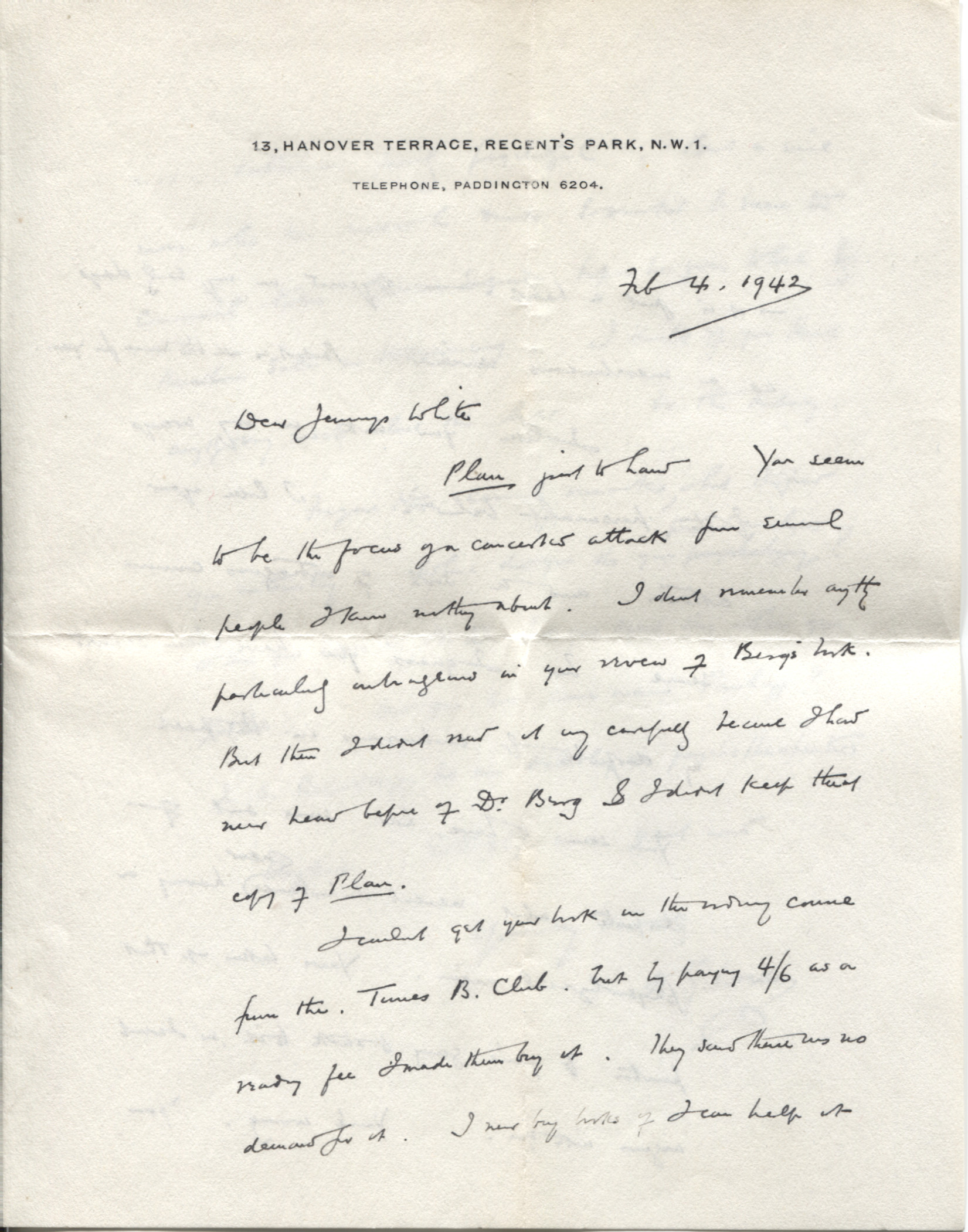 WELLS — Fine Autograph Letter Signed to Dr H. D. Jennings White | Sophie Dupré Autographs