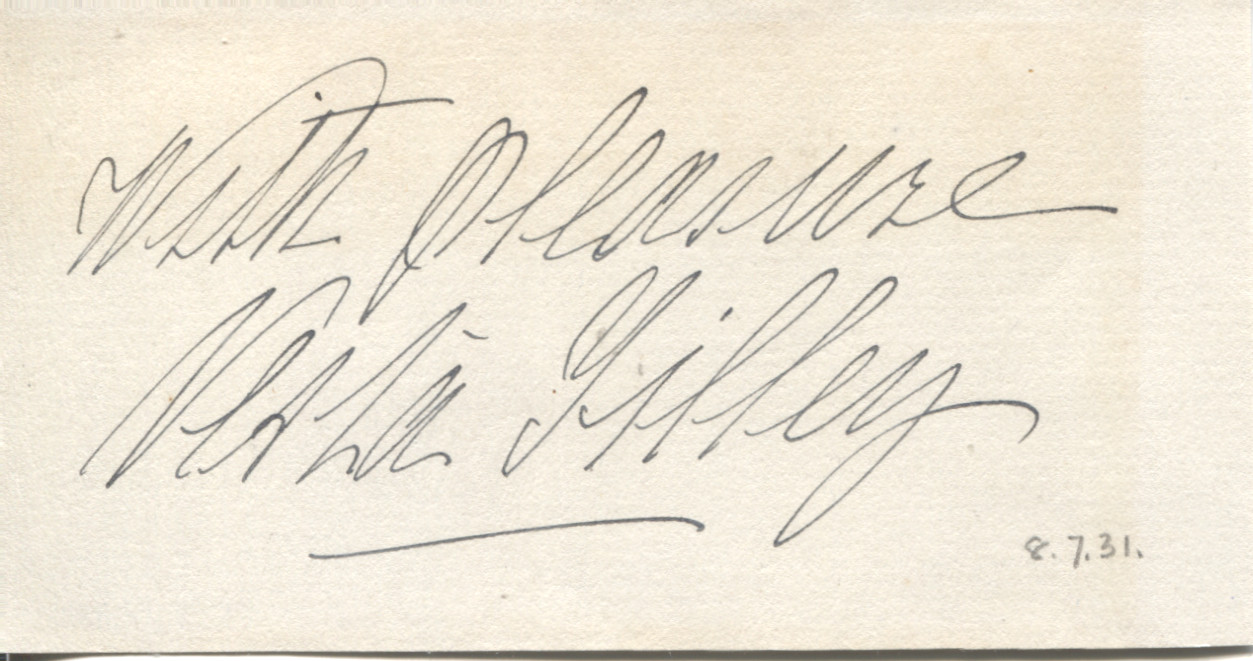 TILLEY — Fine signature and inscription | Sophie Dupré Autographs