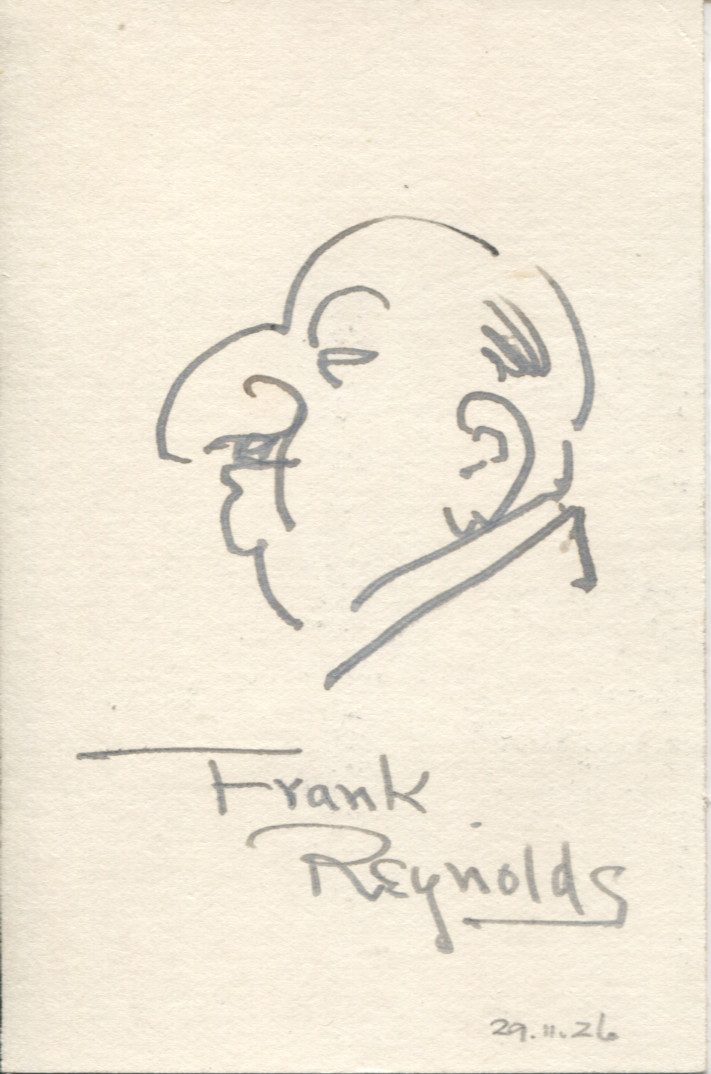 REYNOLDS — Caricature profile head of a bald-headed man signed | Sophie Dupré Autographs