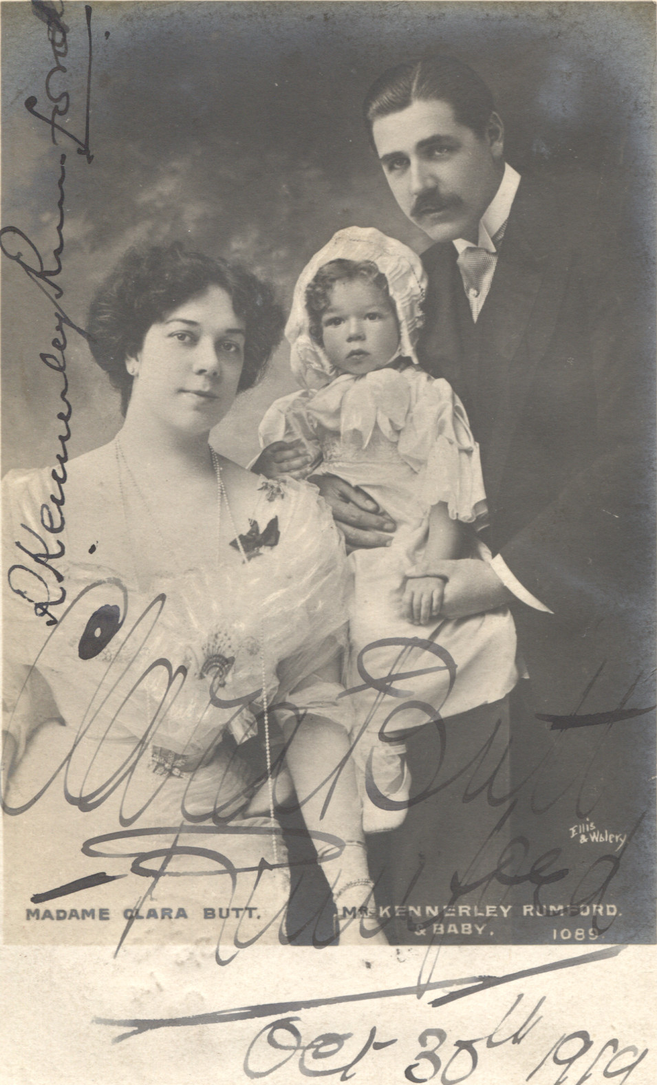 BUTT — Vintage postcard photo by Ellis & Wallery, signed by both and dated, | Sophie Dupré Autographs