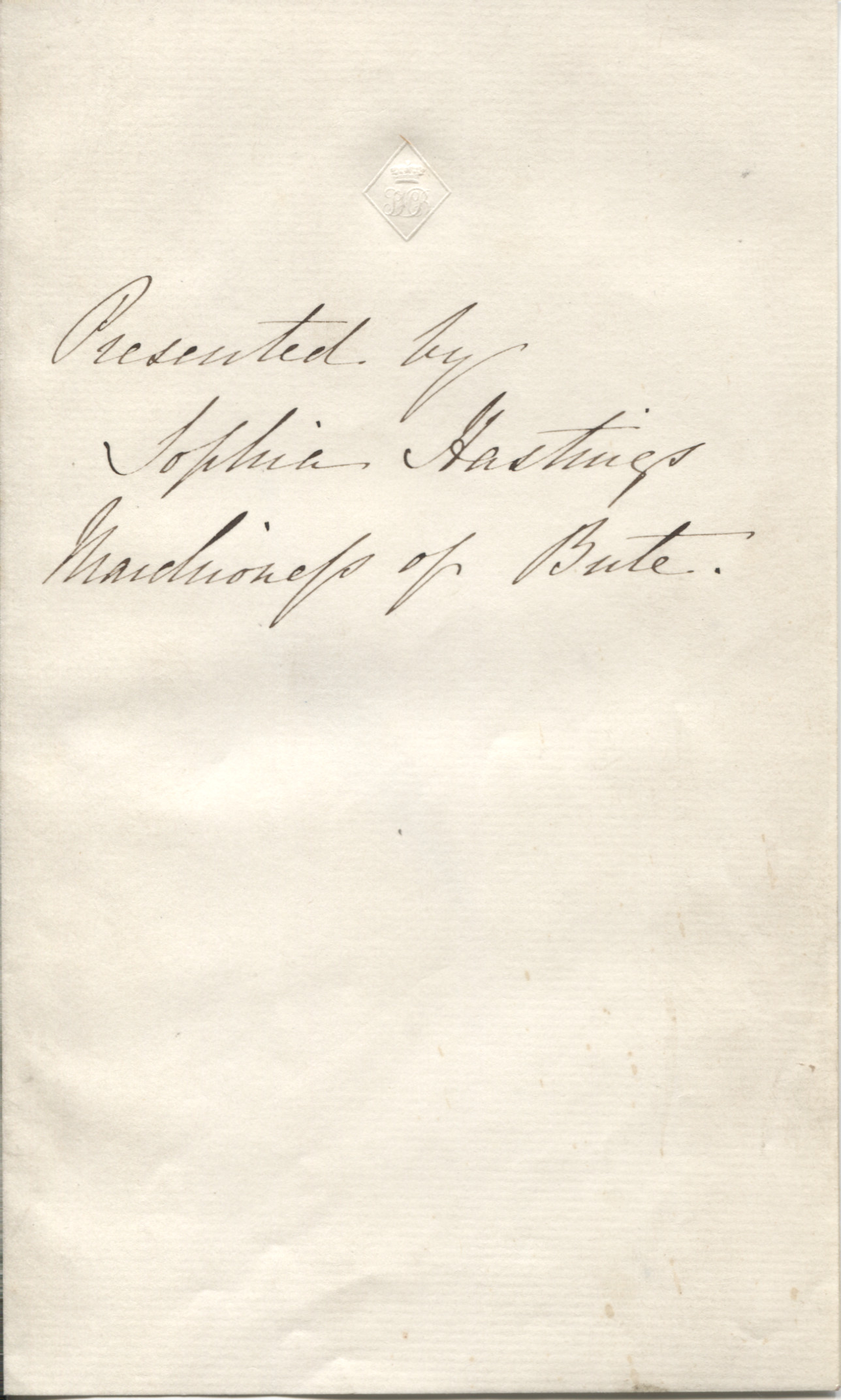 CRICHTON-STUART — Autograph note to an unnamed correspondent | Sophie Dupré Autographs
