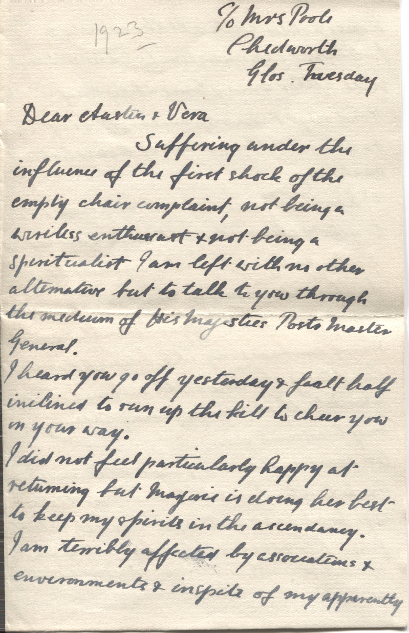 SPENCER — Fine Long early Autograph Letter Signed to Austin and Vera LANE POOLE | Sophie Dupré Autographs