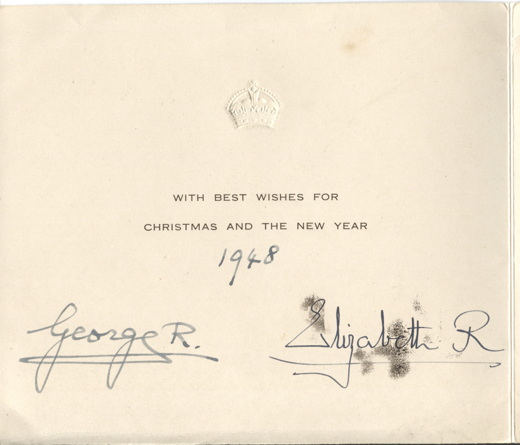 GEORGE VI — Christmas card signed by both and dated to Reverend Stone, | Sophie Dupré Autographs