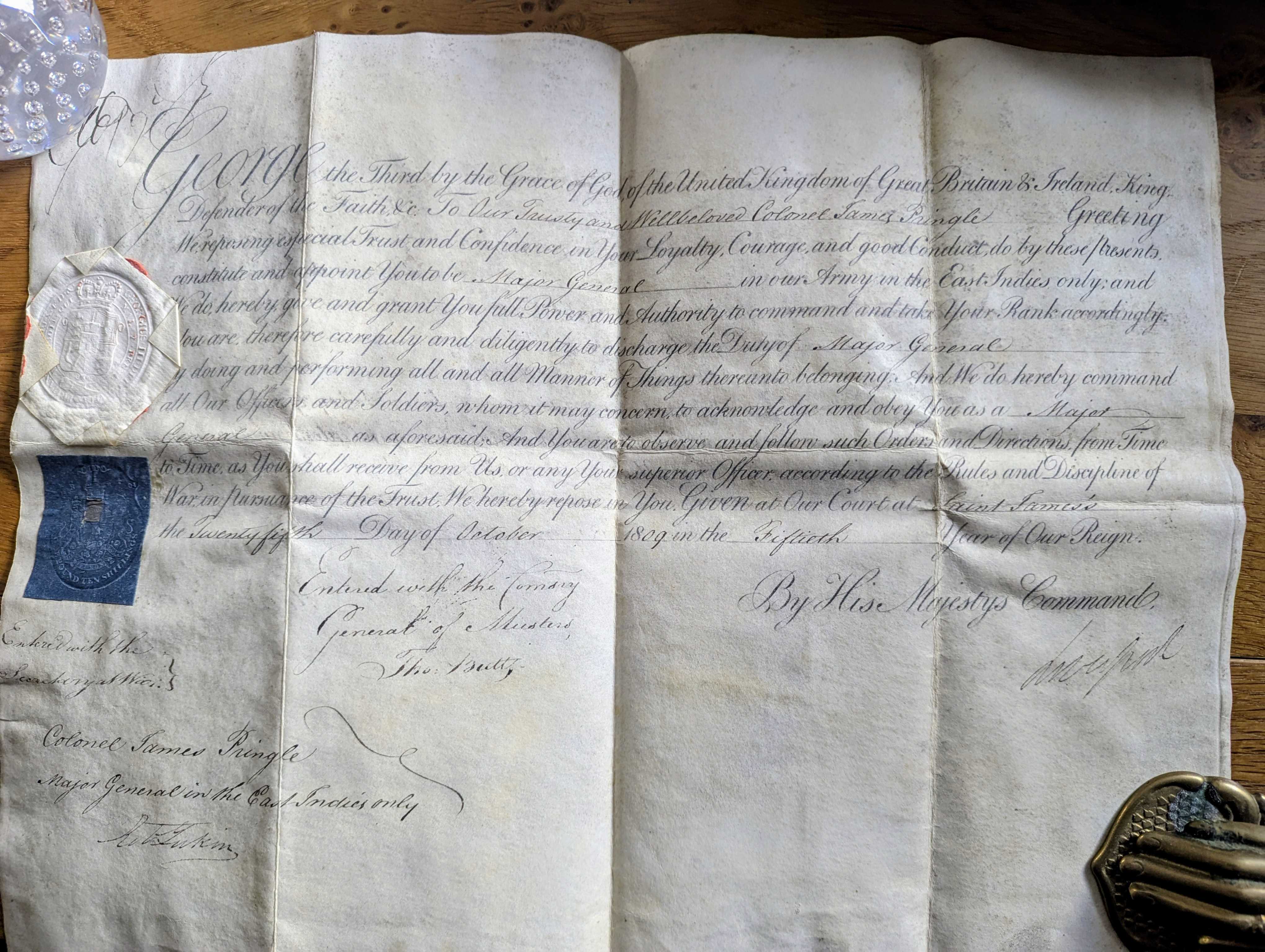 GEORGE III — Commission Document signed with a late mad signature, | Sophie Dupré Autographs