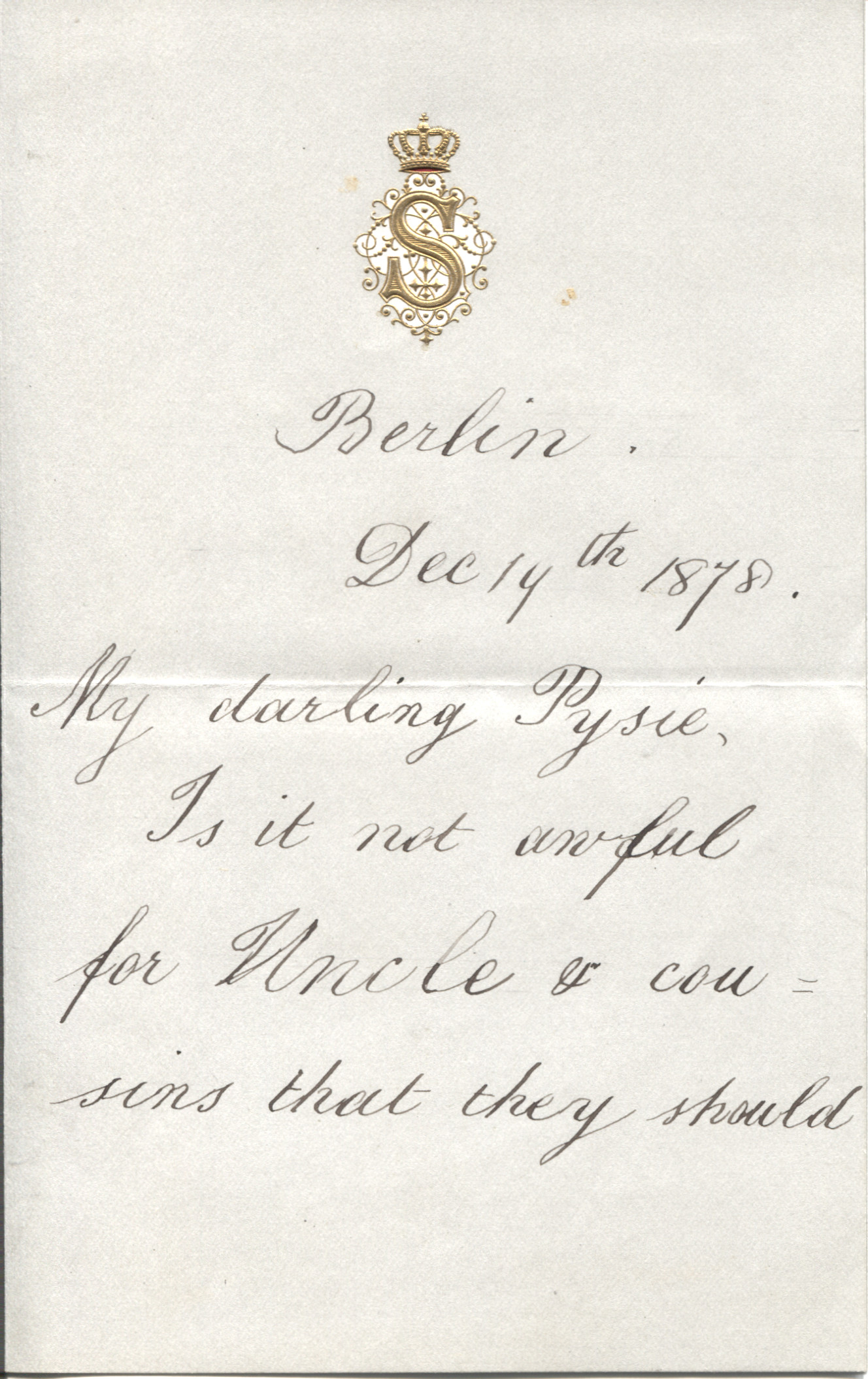 SOPHIA — Extraordinay early Autograph letter signed to 'My darling Pysie', | Sophie Dupré Autographs