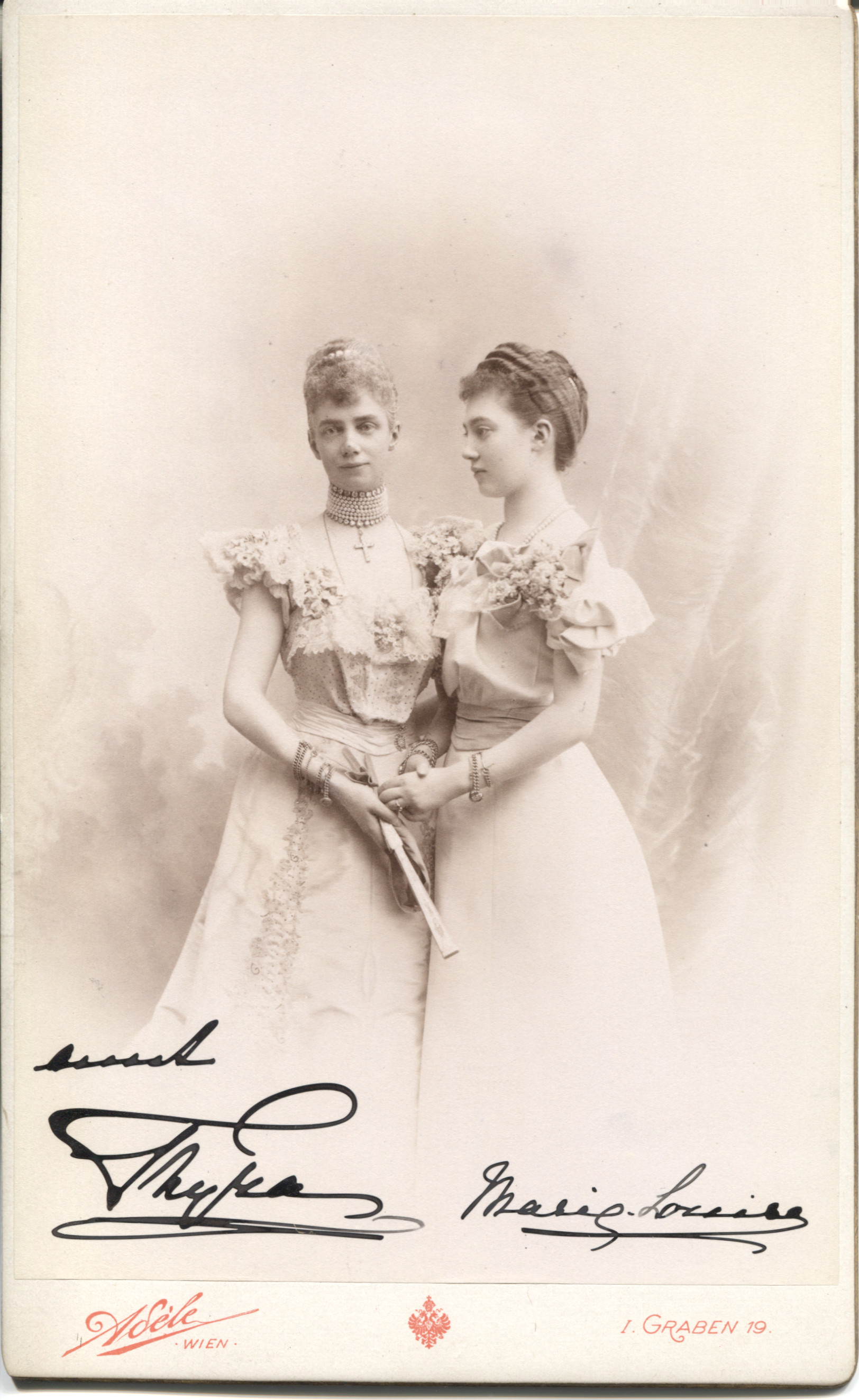 THYRA — Suberb signed Imperial Cabinet Photo by Adèle of Viena boldly signed by both | Sophie Dupré Autographs