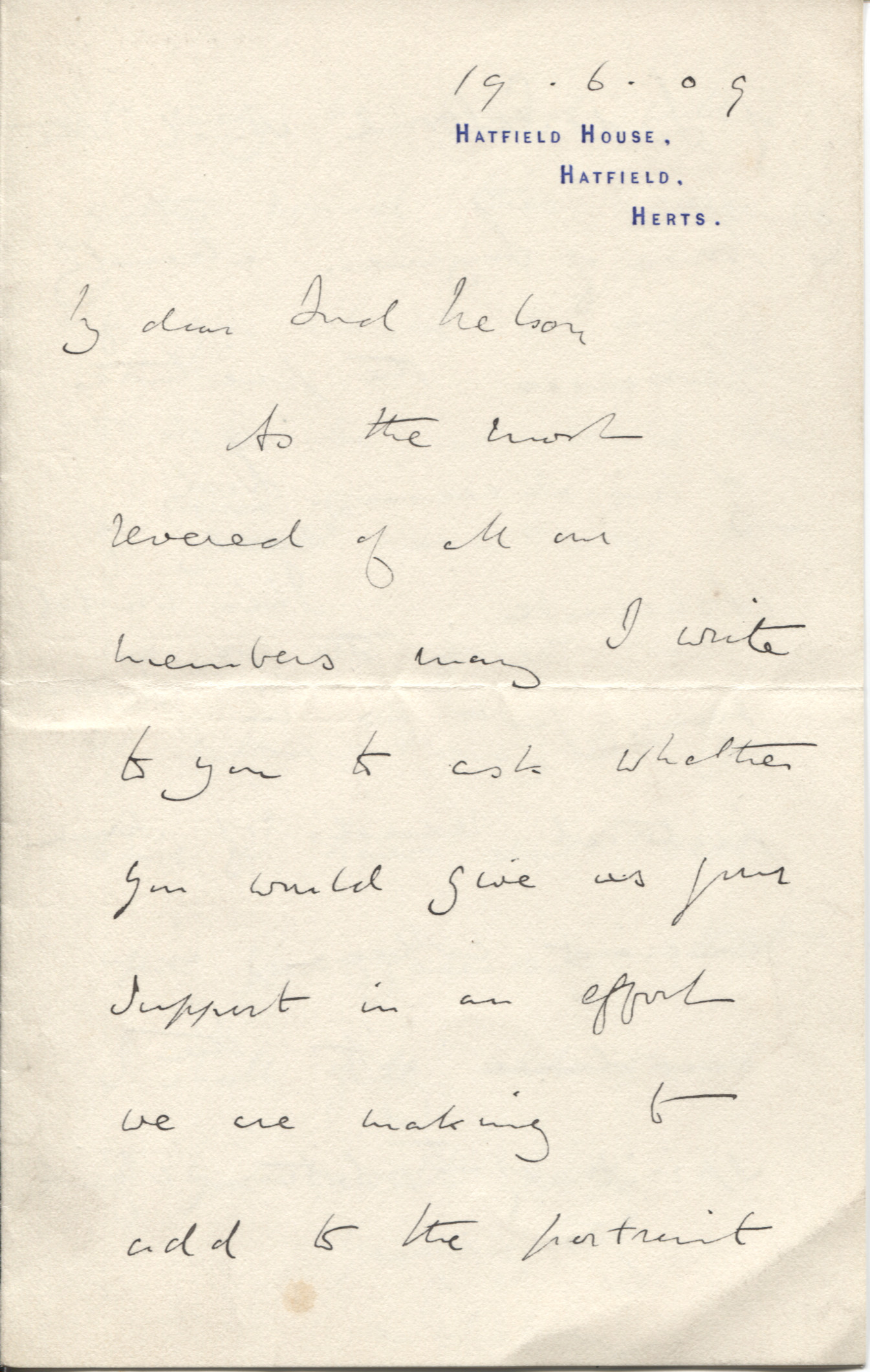 SALISBURY — Autograph Letter Signed marked 'Private' to 'my dear NELSON' | Sophie Dupré Autographs