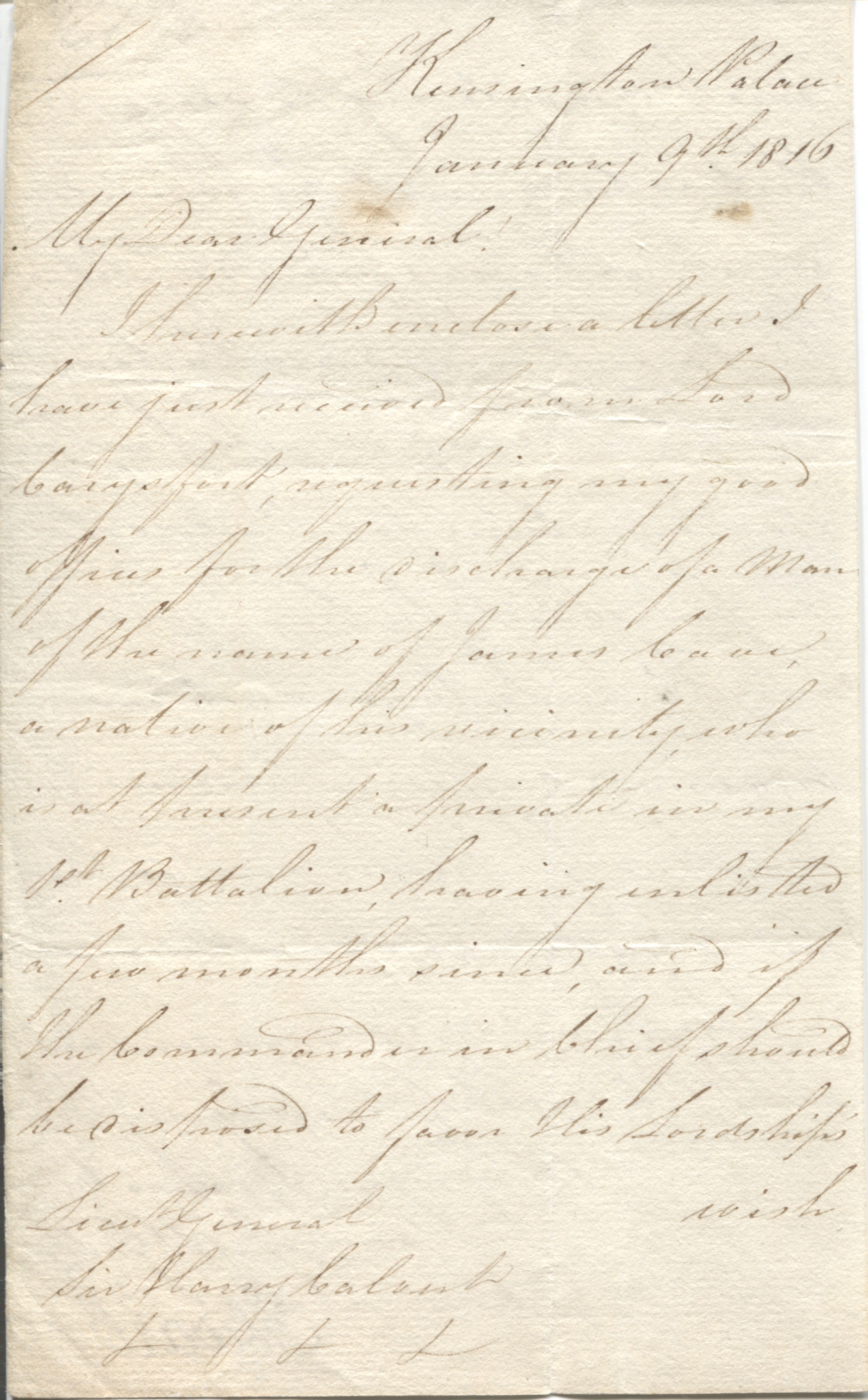 EDWARD — Letter Signed to Lieutenant General Sir Harry CALVERT | Sophie Dupré Autographs