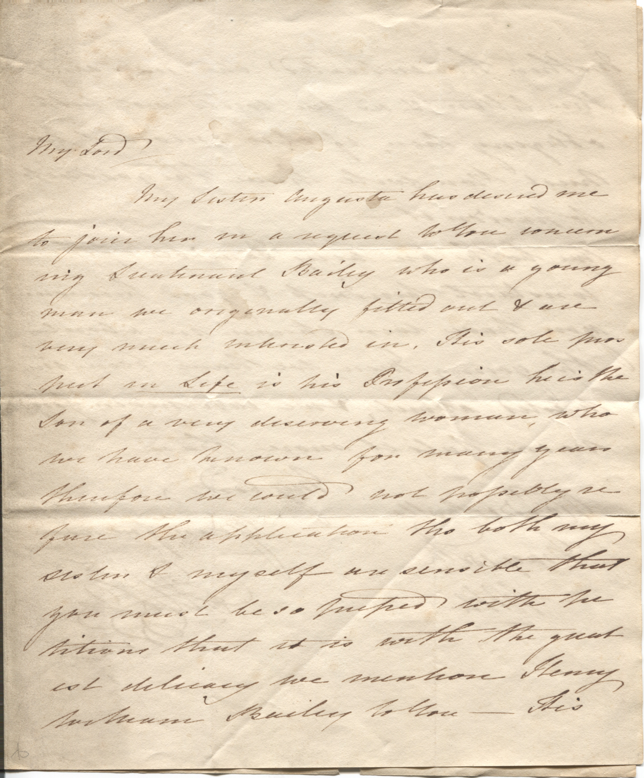 ELIZABETH — Autograph Letter Signed Eliza, to My Lord | Sophie Dupré Autographs
