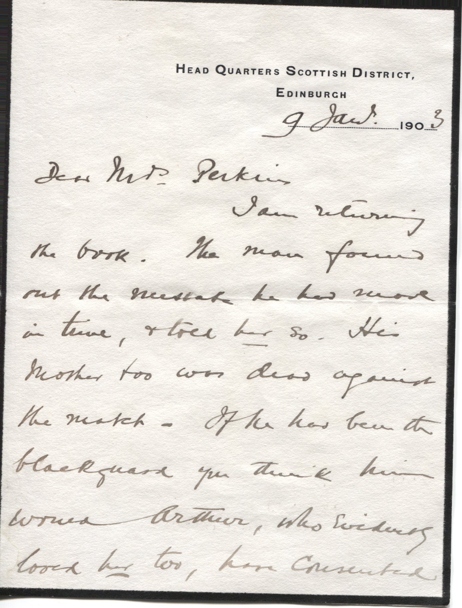 HUNTER — Autograph Letter Signed to 'Dear Mr Perkins | Sophie Dupré Autographs