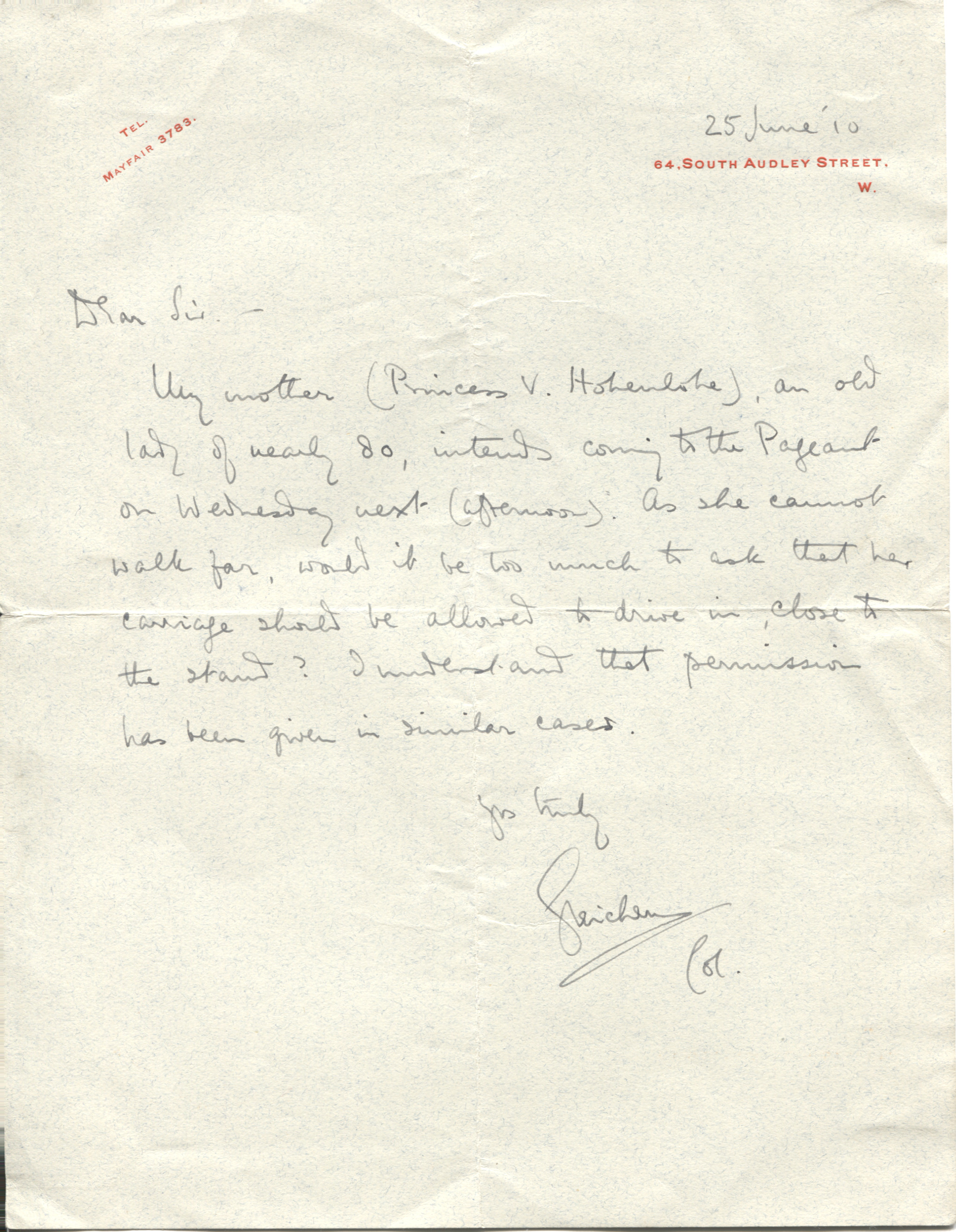 GLEICHEN — Autograph Letter Signed to an unnamed correspondent, | Sophie Dupré Autographs