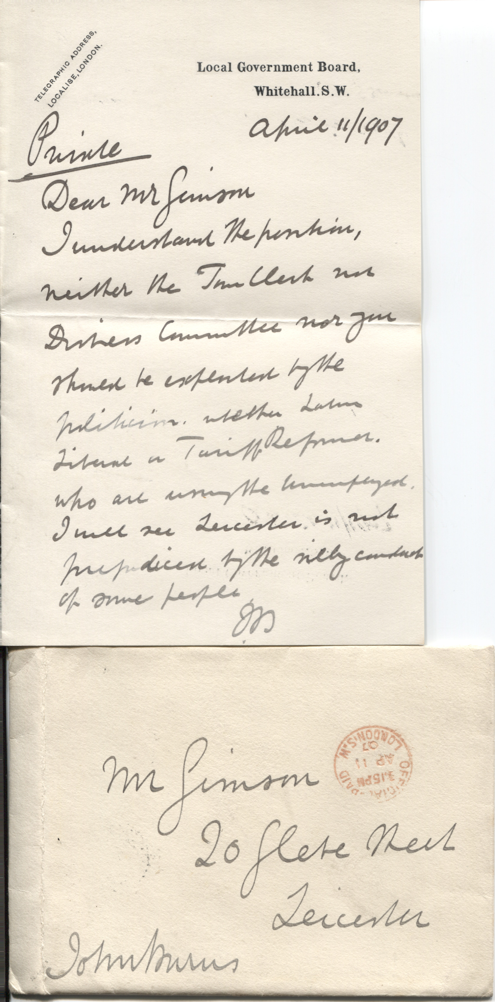 BURNS — Fine Autograph Letter Signed with initials to Mr GIMSON | Sophie Dupré Autographs