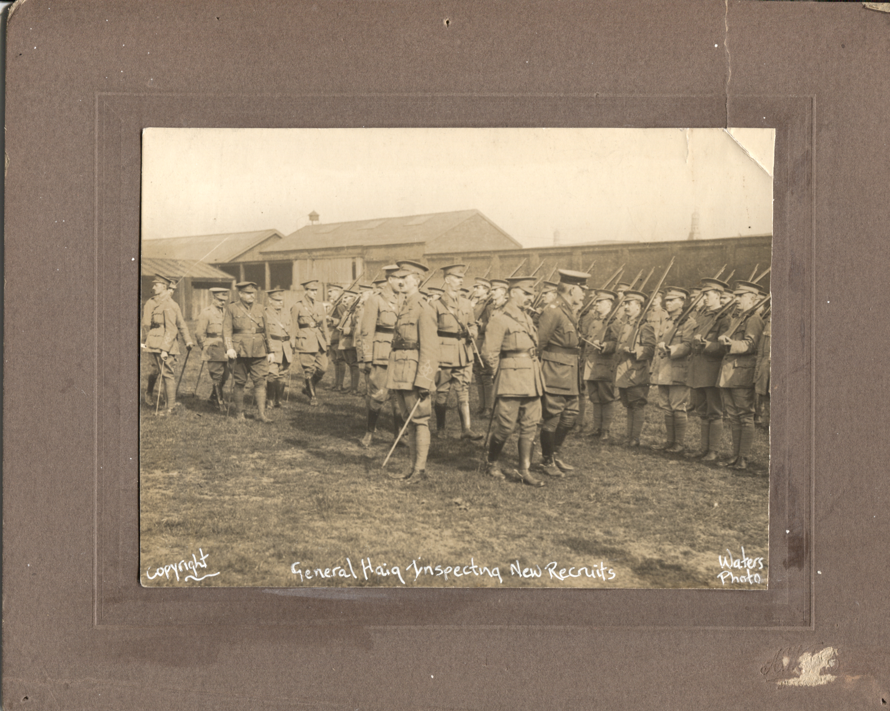 [HAIG — Fine unsigned original Photograph copyright 'Waters Photo' titled in white ink General Haig Inspecting New Recruits | Sophie Dupré Autographs