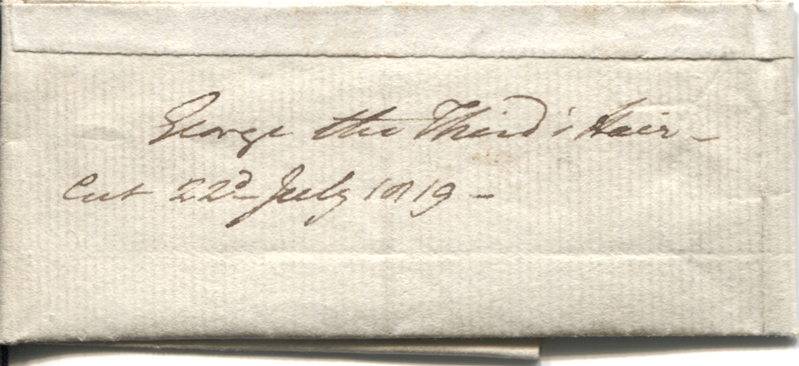[GEORGE III — Several strands of hair attached to a piece of notepaper with a wrapper with a contemporary annotation | Sophie Dupré Autographs