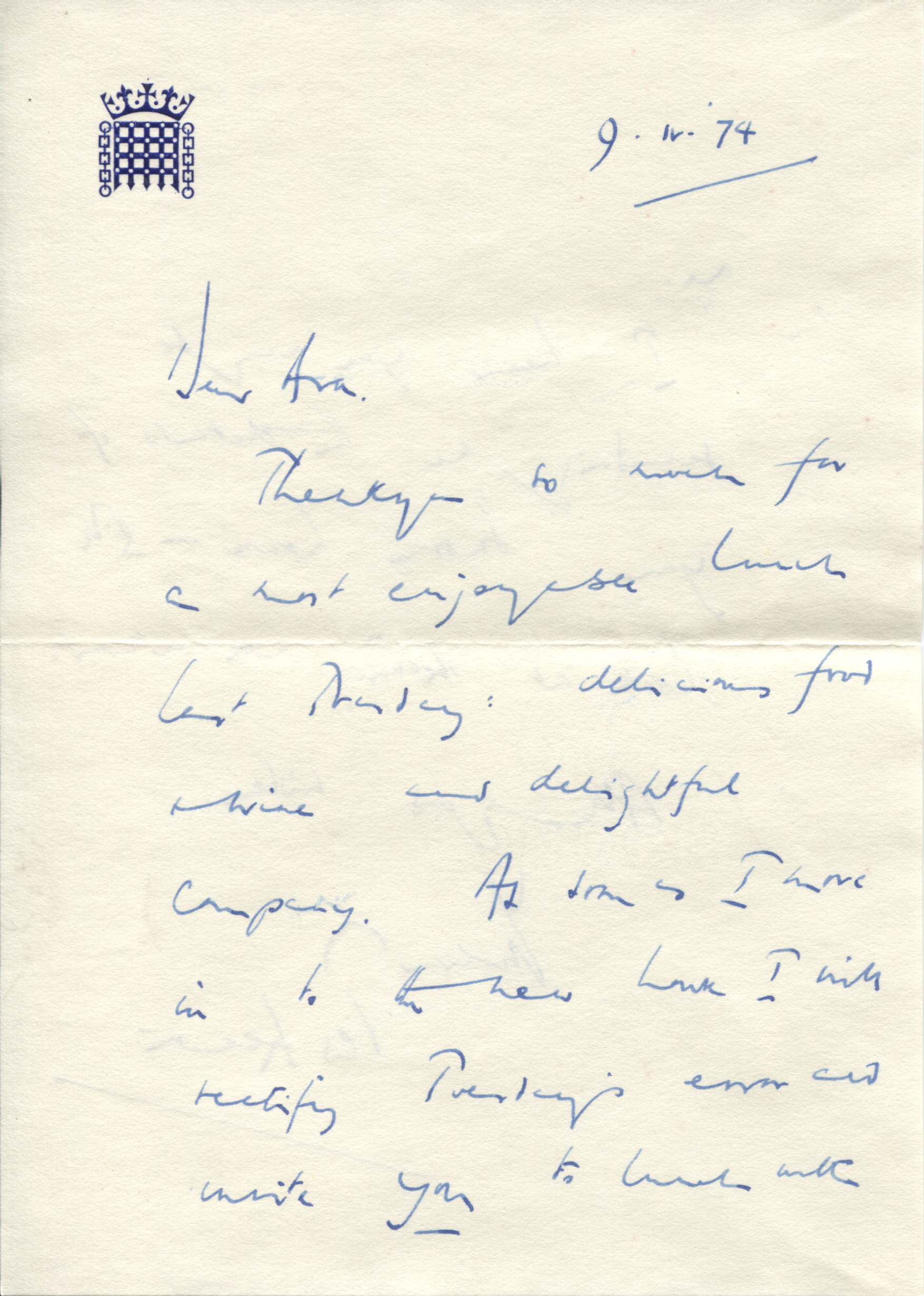HEATH — Autograph Letter Signed 'Ted Heath' to Ava', Lady WAVERLEY | Sophie Dupré Autographs