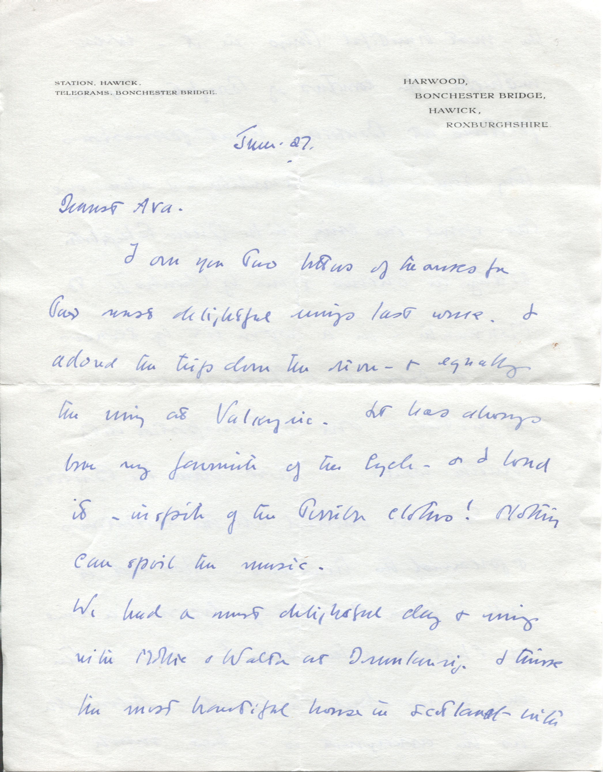 CLARK — Fine Autograph Letter Signed 'K' to 'Dearest Ava' LADY WAVERLEY | Sophie Dupré Autographs