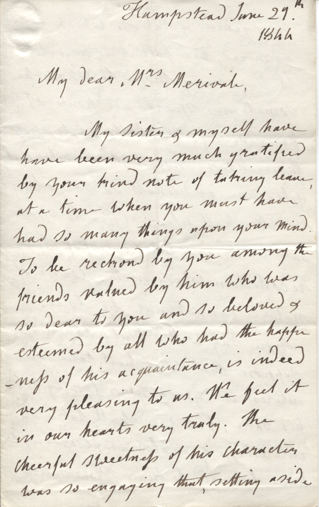 BAILLIE — Fine Autograph Letter Signed addressed to Mrs Merivale | Sophie Dupré Autographs