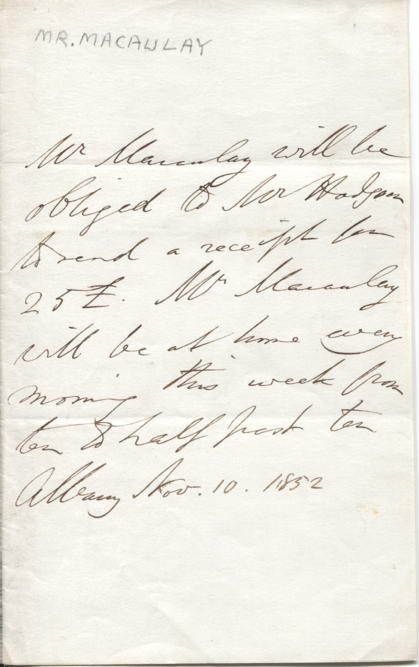 MACAULAY — Formal Autograph Letter in the third person | Sophie Dupré Autographs