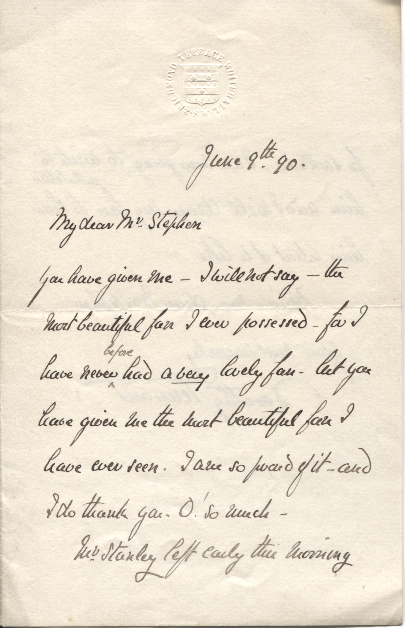 TENNANT — Fine Autograph Letter Signed in full to Mr Stephen | Sophie Dupré Autographs
