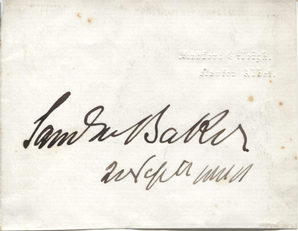 BAKER — Signature and date on a piece of notepaper | Sophie Dupré Autographs