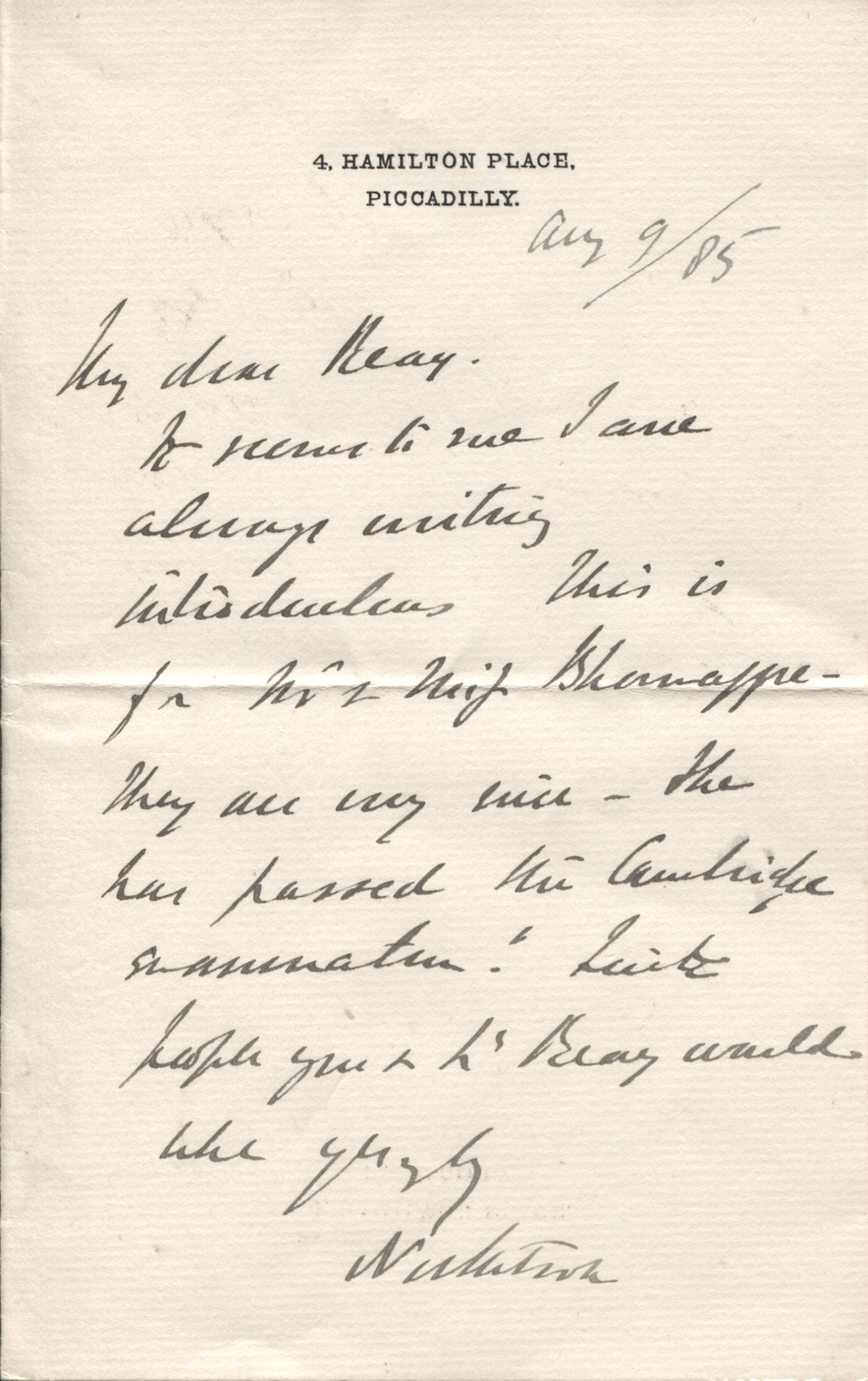 NORTHBROOK — Autograph Letter Signed to Lord REAY | Sophie Dupré Autographs