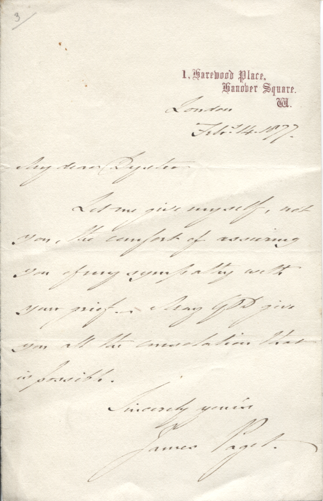 PAGET — Autograph Letter Signed to My dear Dyster | Sophie Dupré Autographs