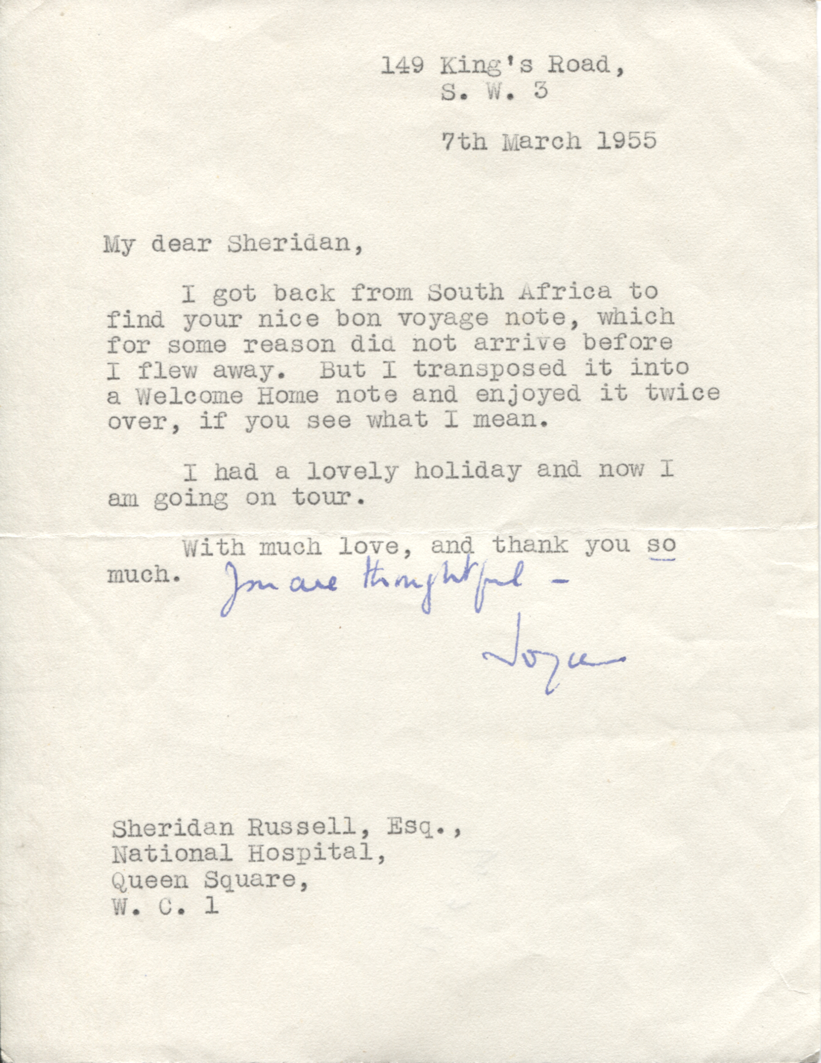 GRENFELL — Typed Letter Signed to Sheridan RUSSELL, | Sophie Dupré Autographs