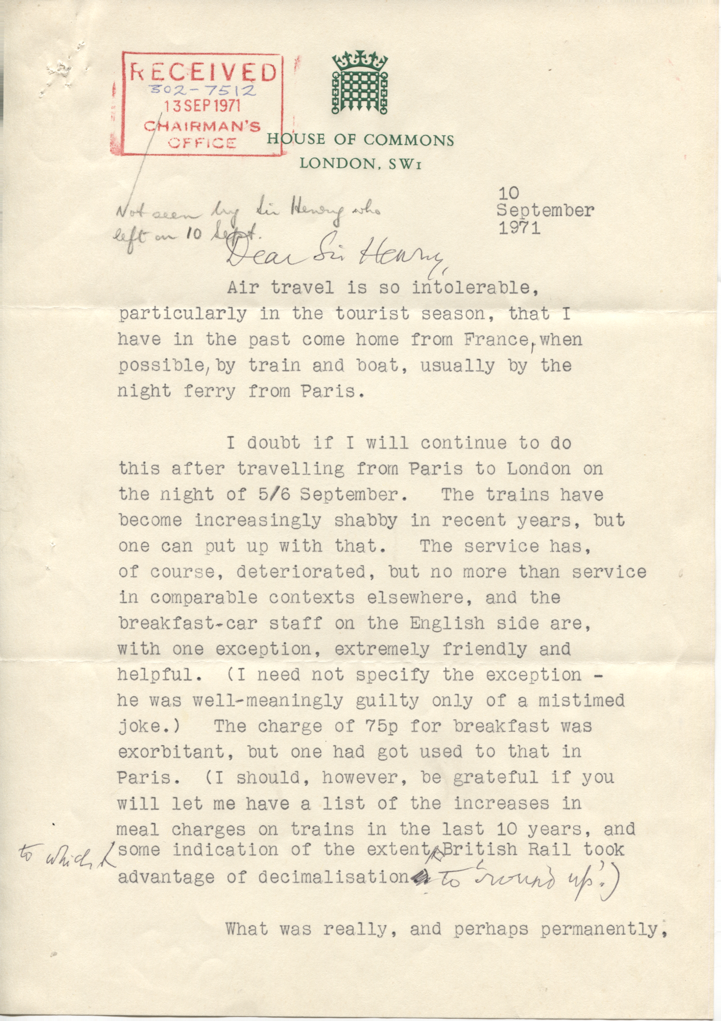 DRIBERG — Very Long Typed Letter signed with autograph additions to Sir Henry JOHNSON | Sophie Dupré Autographs